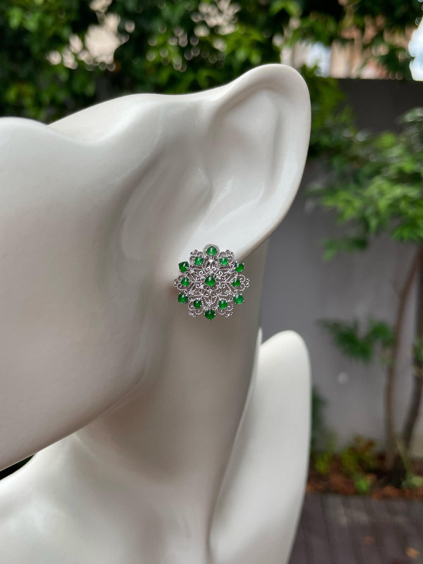 Green Jade Earrings - Cabochons (NJE167)