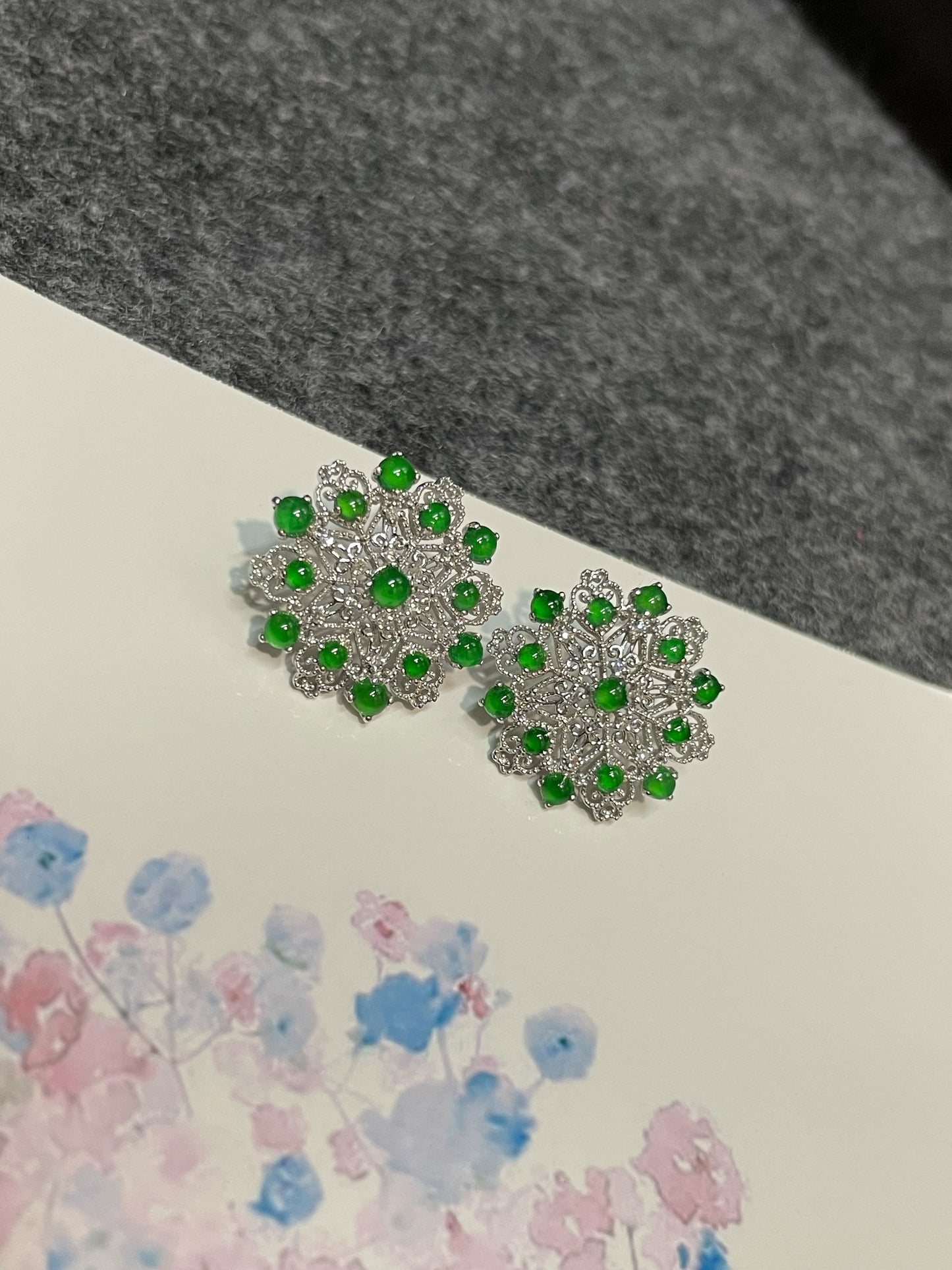 Green Jade Earrings - Cabochons (NJE167)