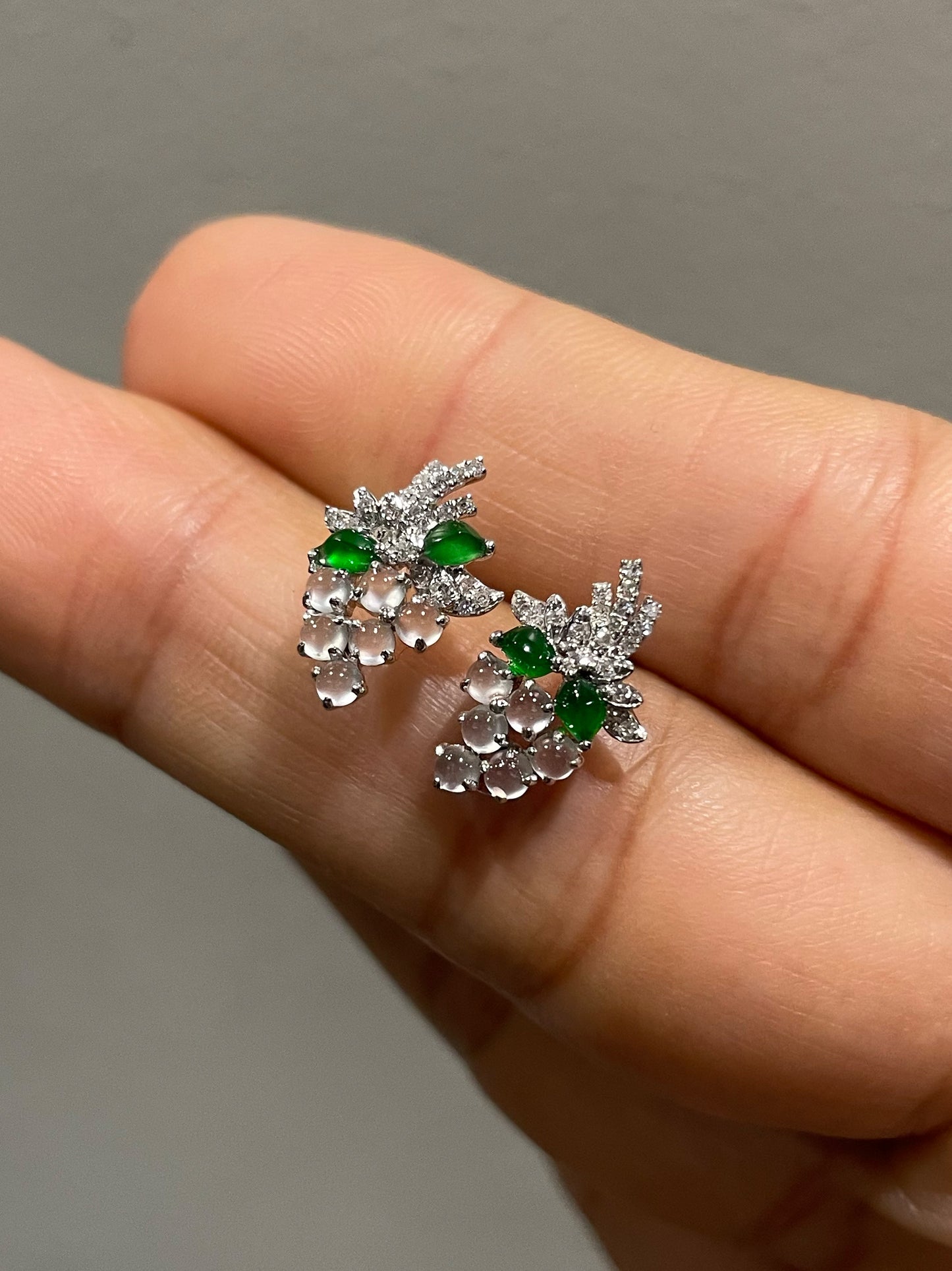 Glassy Jadeite Earrings - Grapes (NJE173)