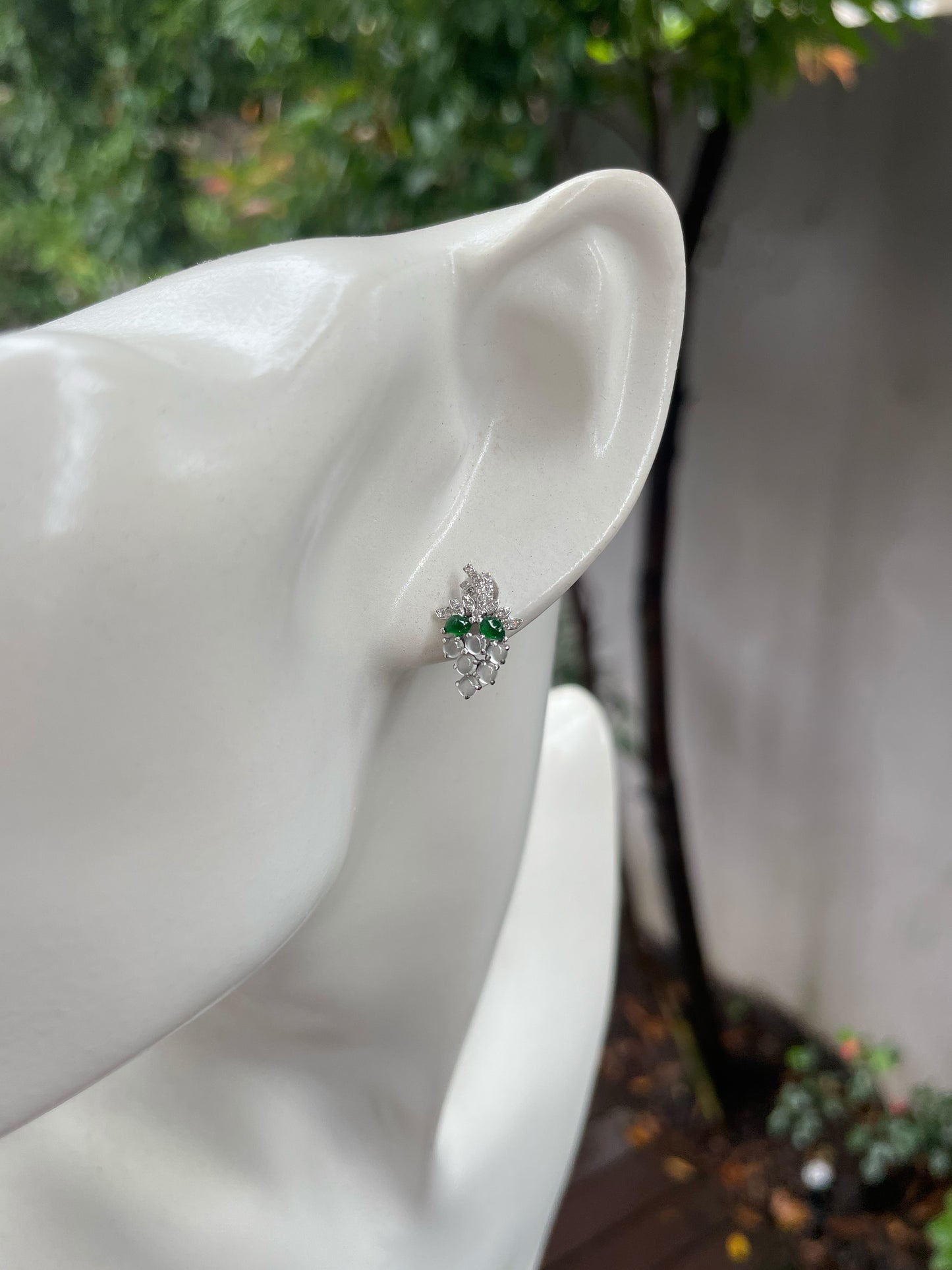 Glassy Jadeite Earrings - Grapes (NJE173)