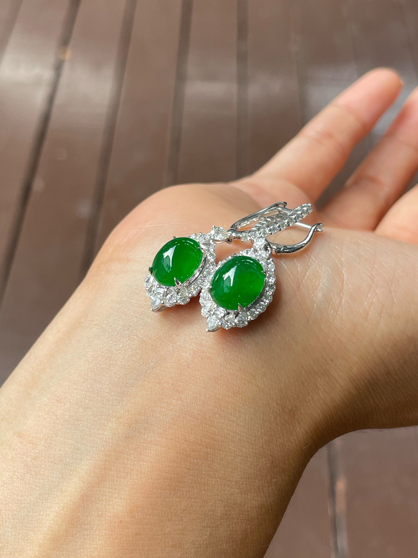 Green Jade Cabochon Earrings (NJE180)