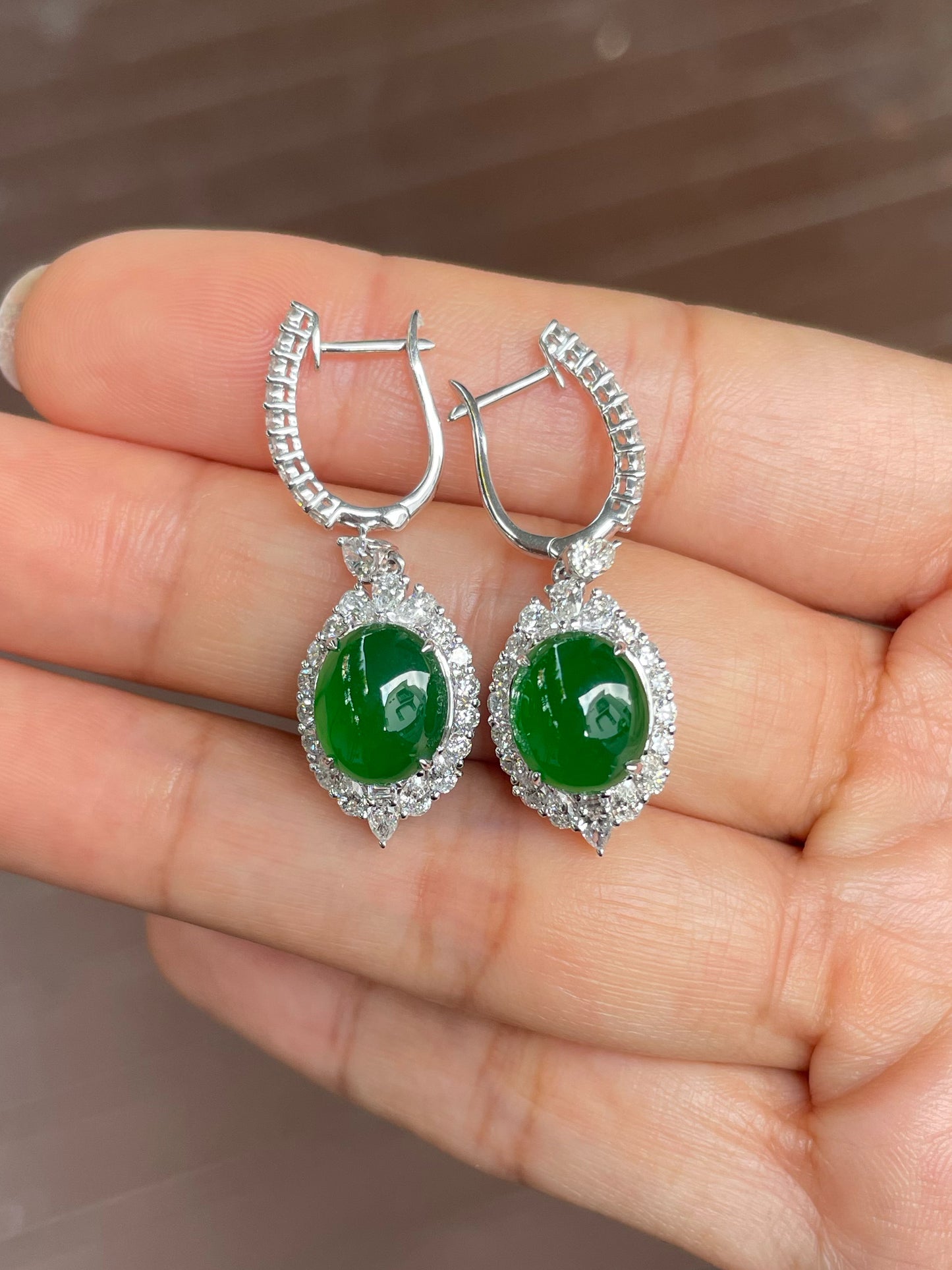 Green Jade Cabochon Earrings (NJE180)