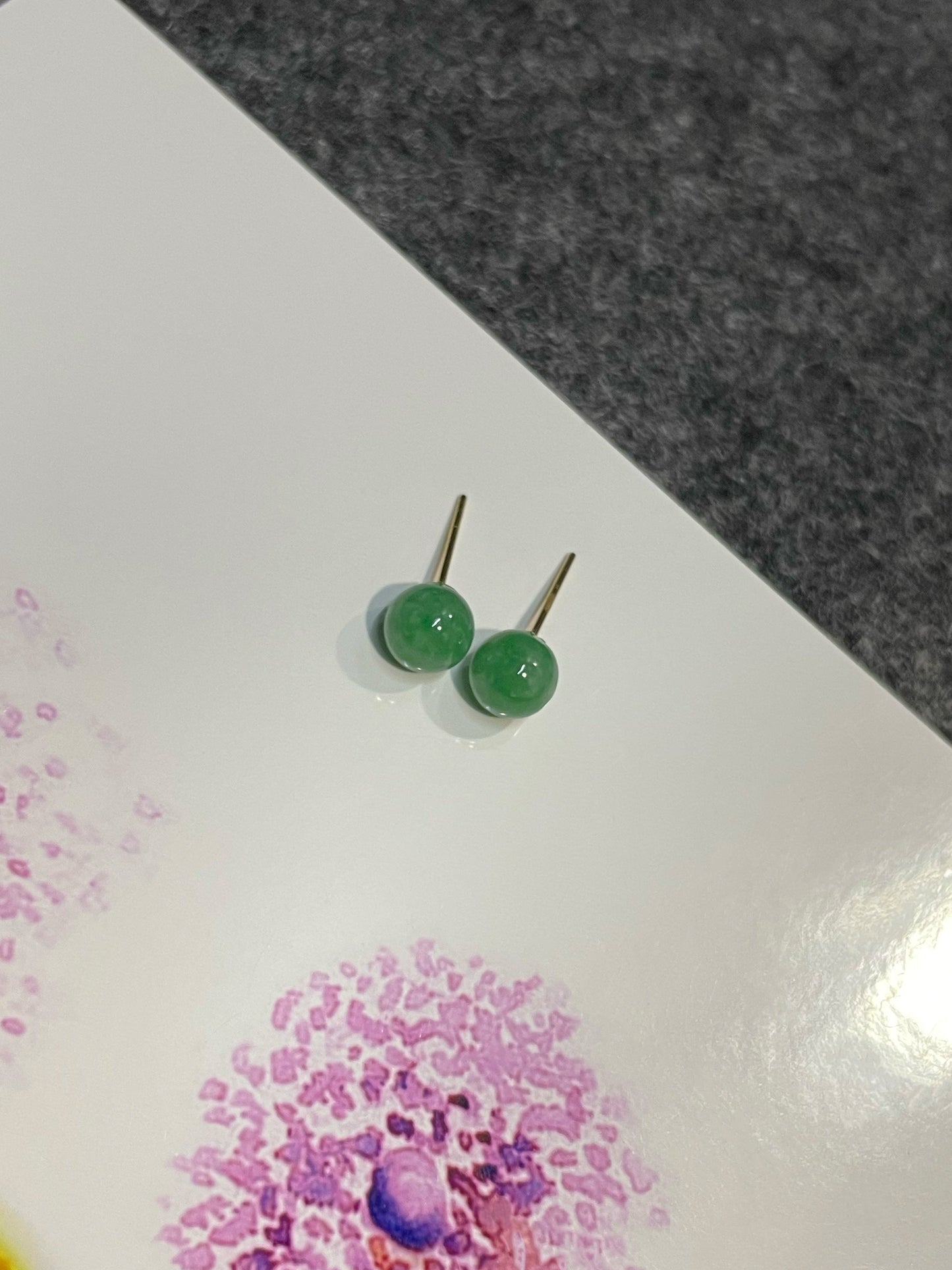 Green Jade Ball Earrings (NJE183)
