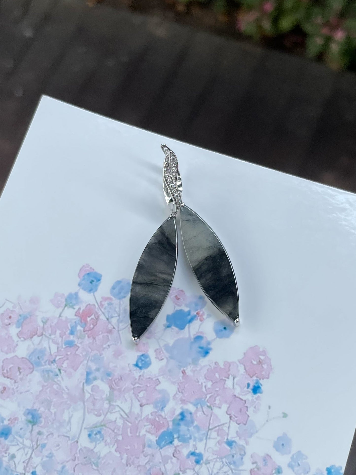 Icy Black Jadeite Earrings (NJE185)