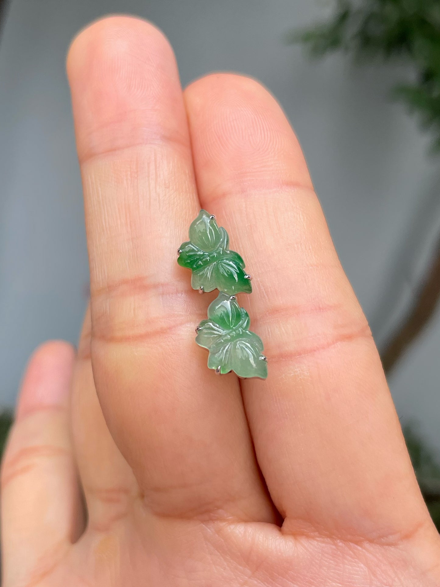 Green Jade Earrings - Butterfly (NJE184)