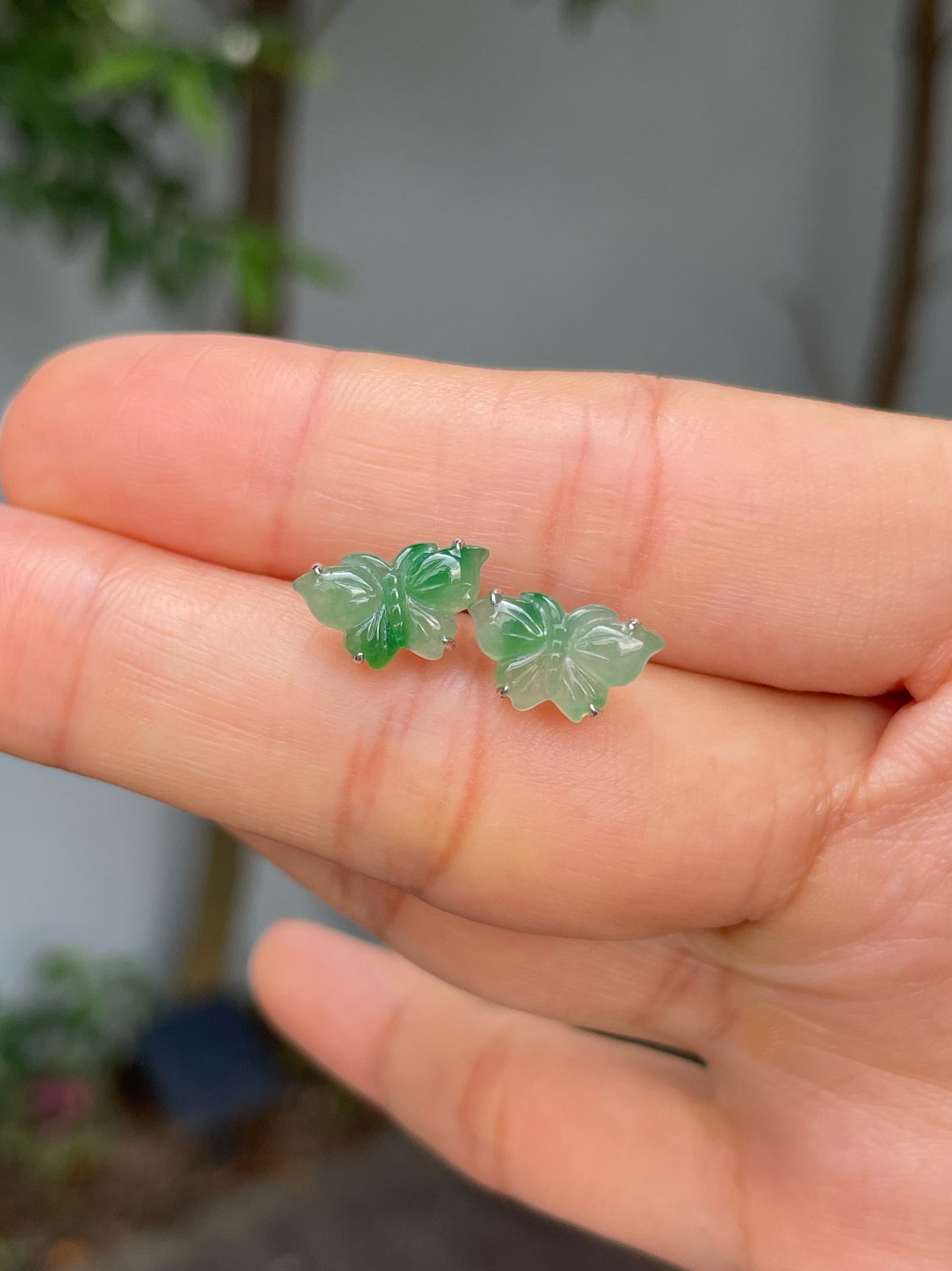 Green Jade Earrings - Butterfly (NJE184)