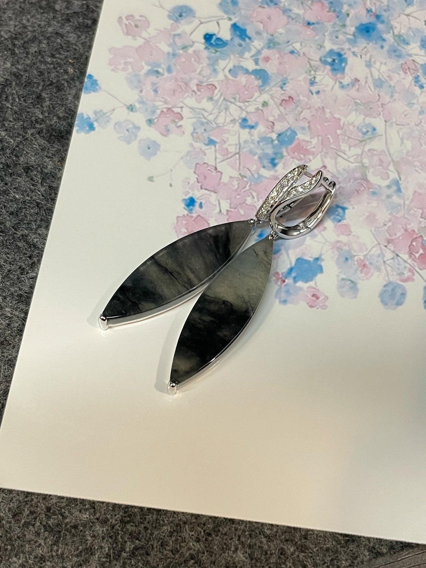 Icy Black Jadeite Earrings (NJE185)
