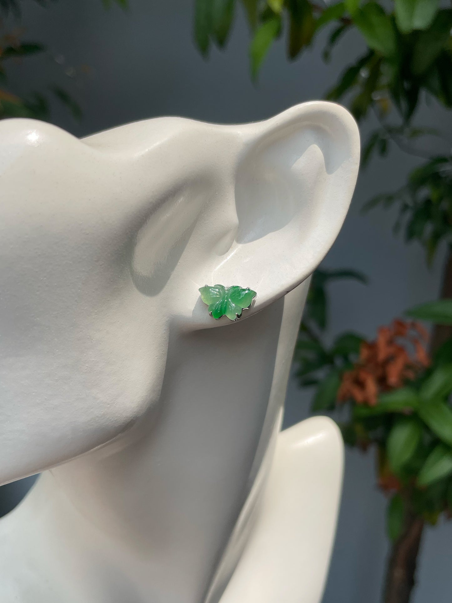 Green Jade Earrings - Butterfly (NJE184)