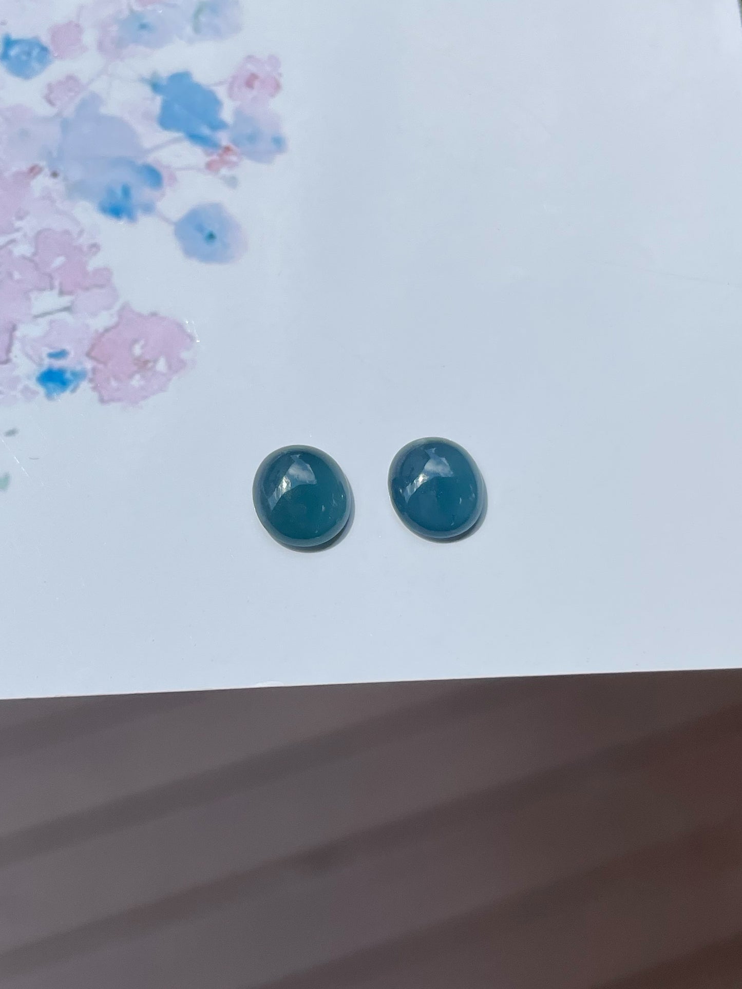 Blue Jade Cabochon Pair (NJE189)