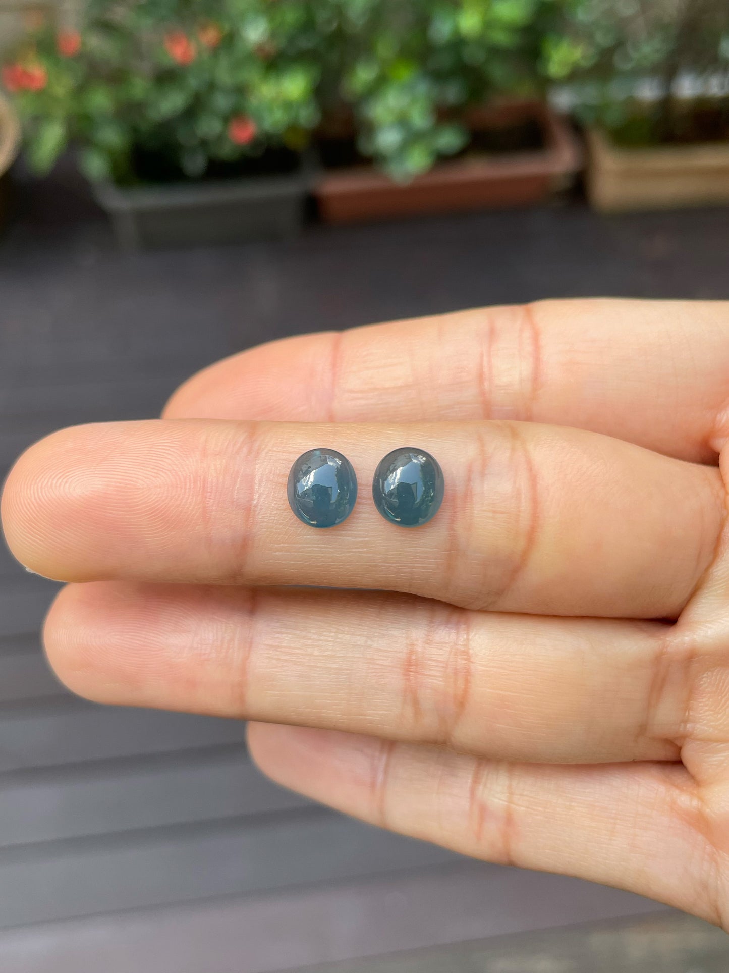 Blue Jade Cabochon Pair (NJE189)