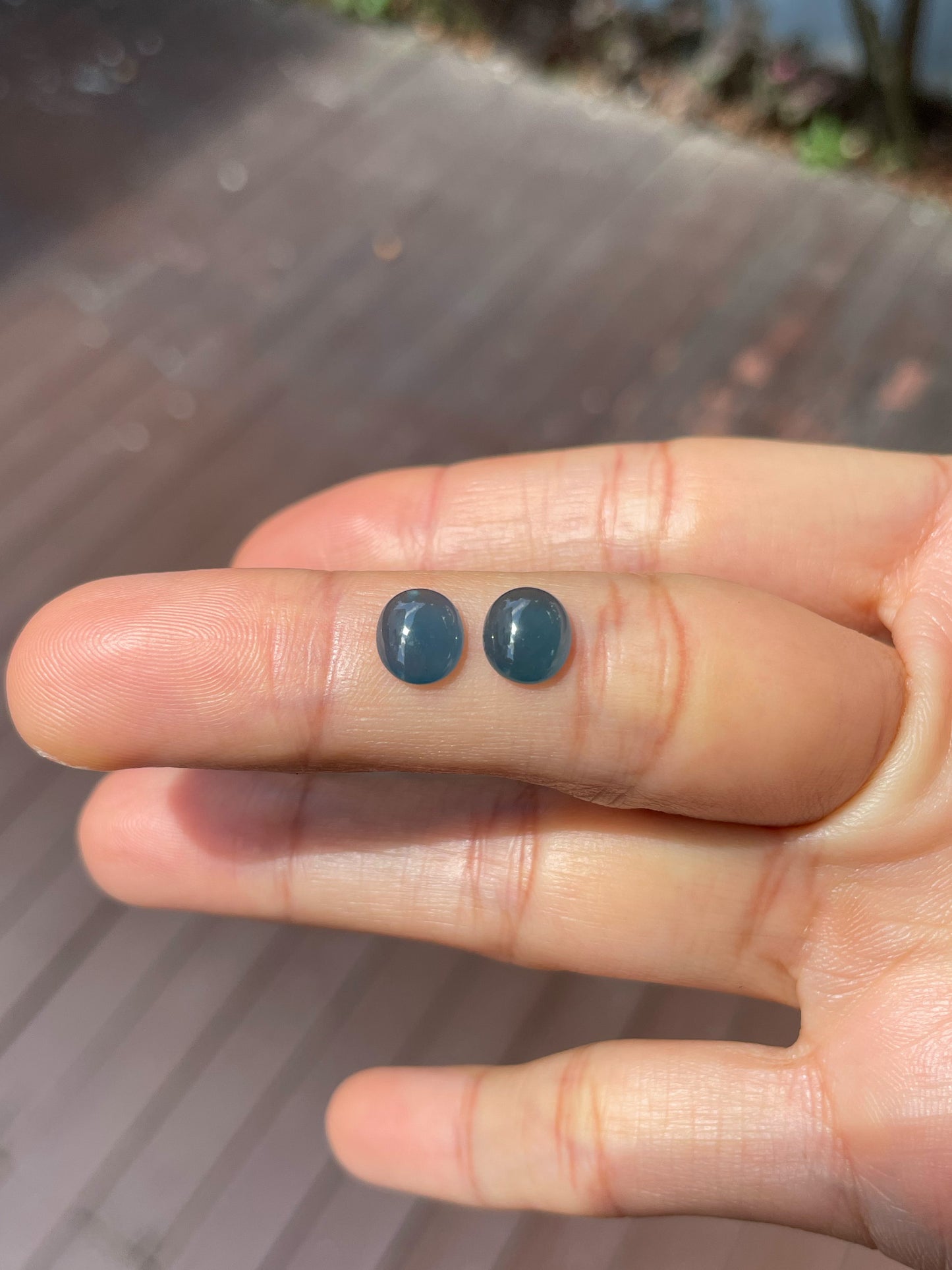 Blue Jade Cabochon Pair (NJE189)