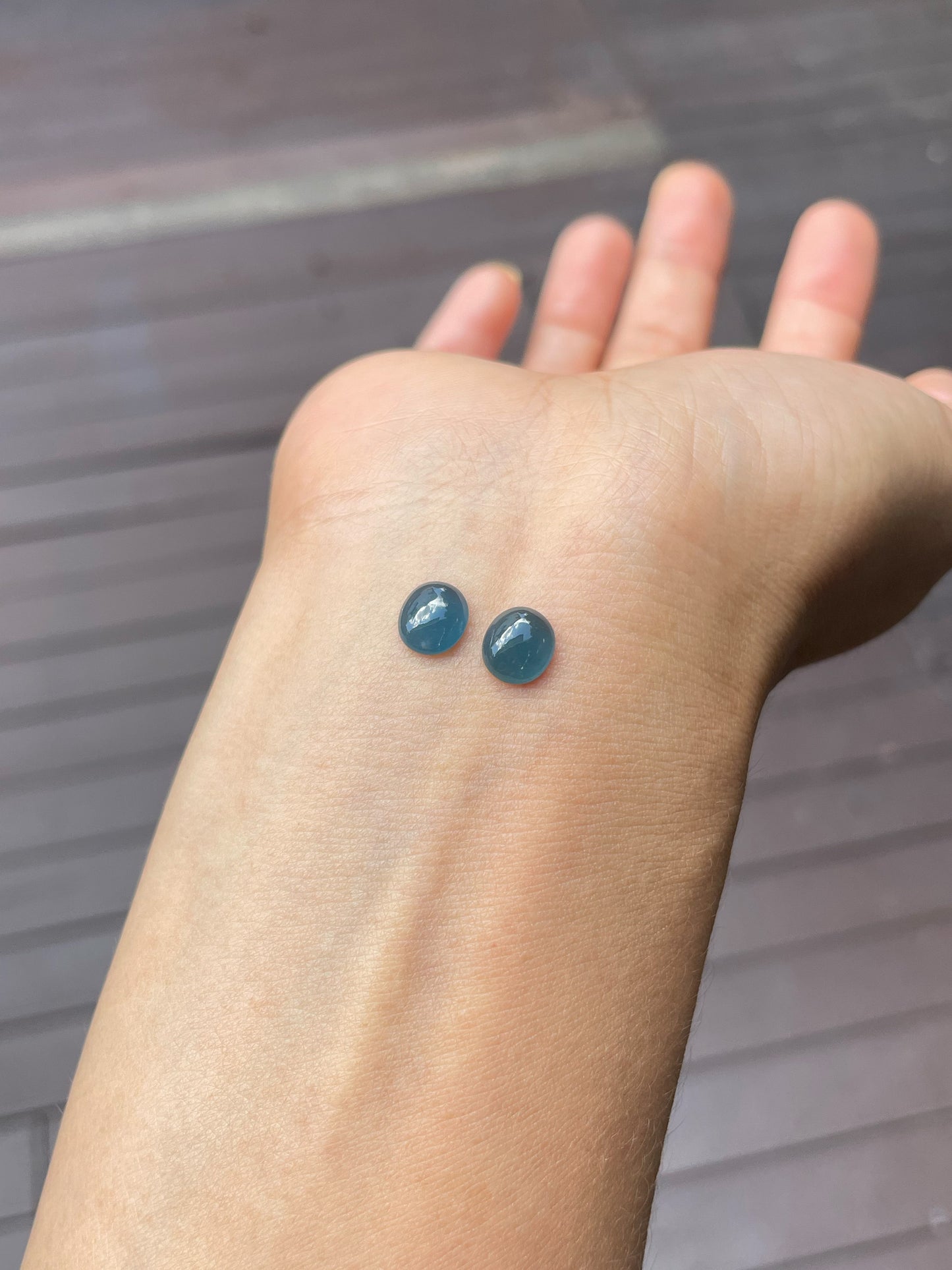 Blue Jade Cabochon Pair (NJE189)