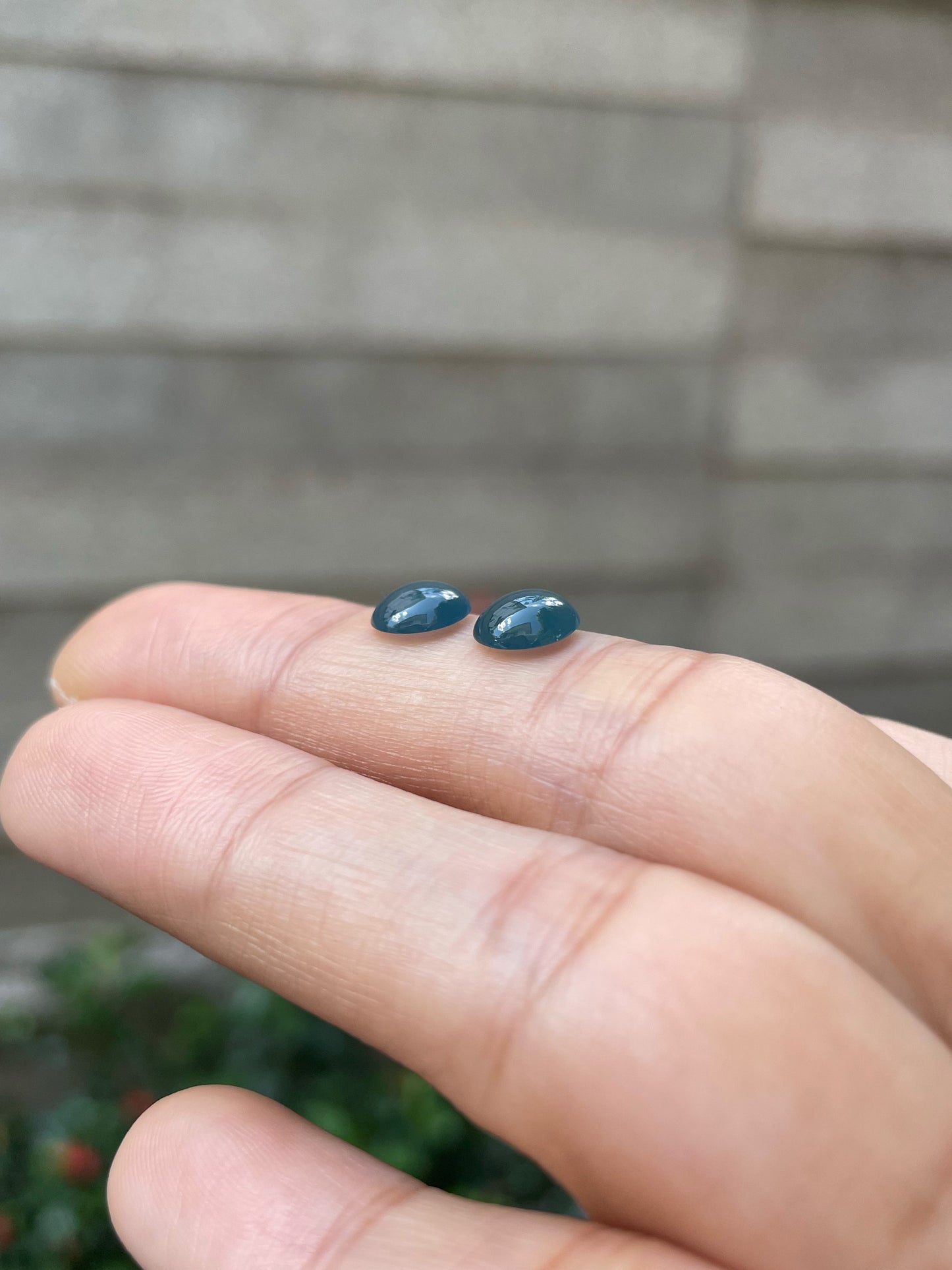 Blue Jade Cabochon Pair (NJE189)