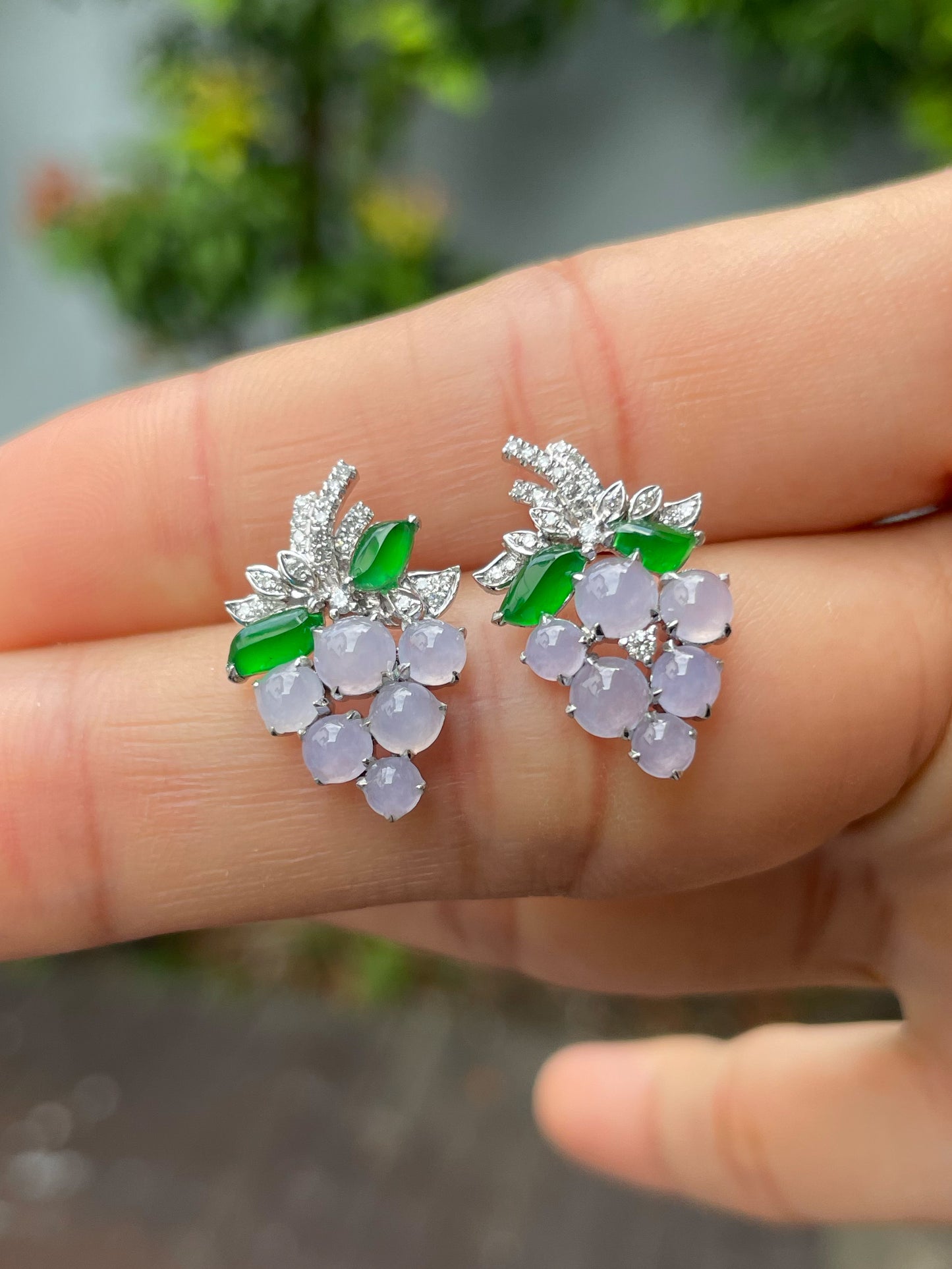 Lavender Jadeite Earrings - Grapes (NJE191)