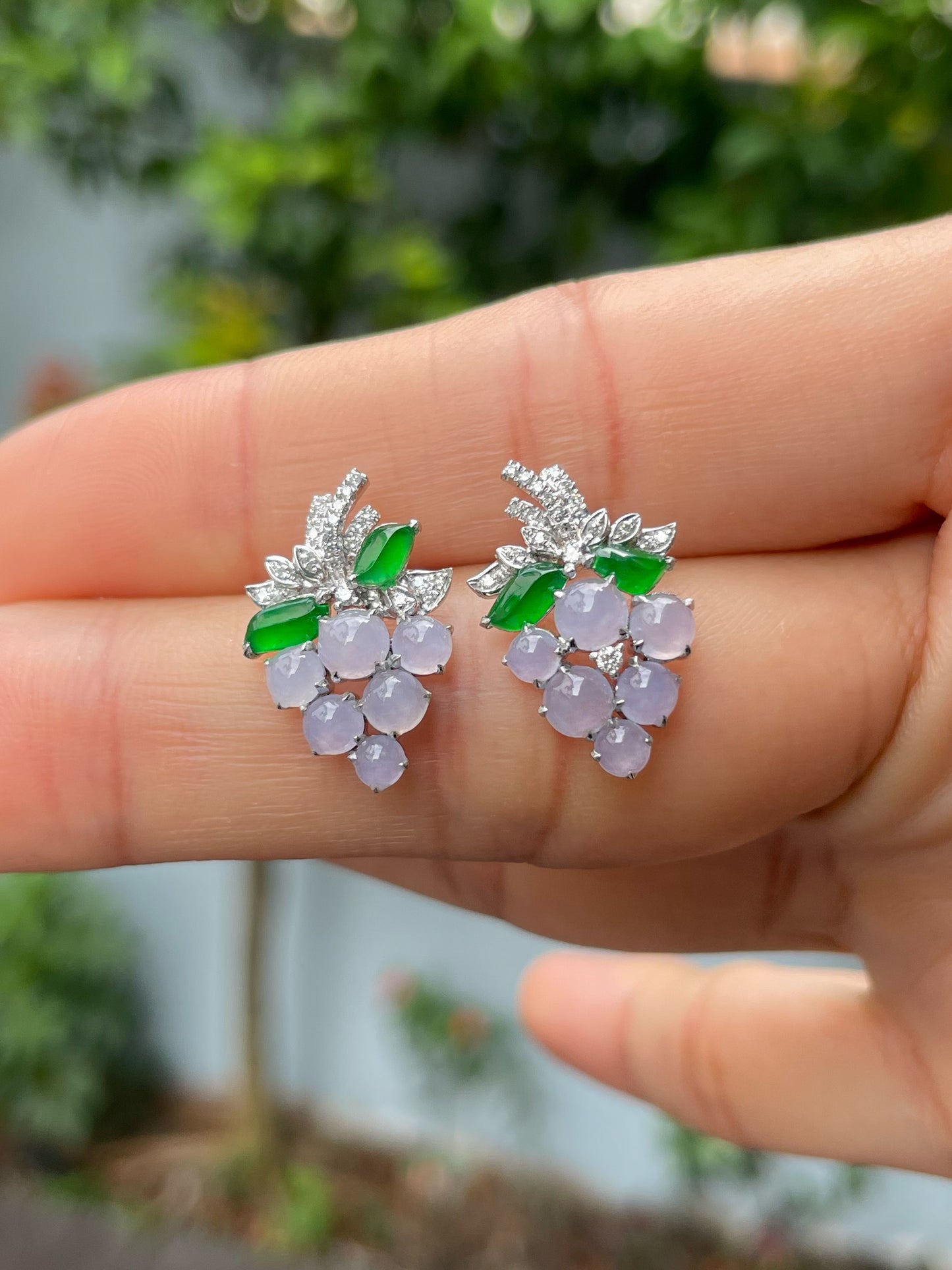 Lavender Jadeite Earrings - Grapes (NJE191)