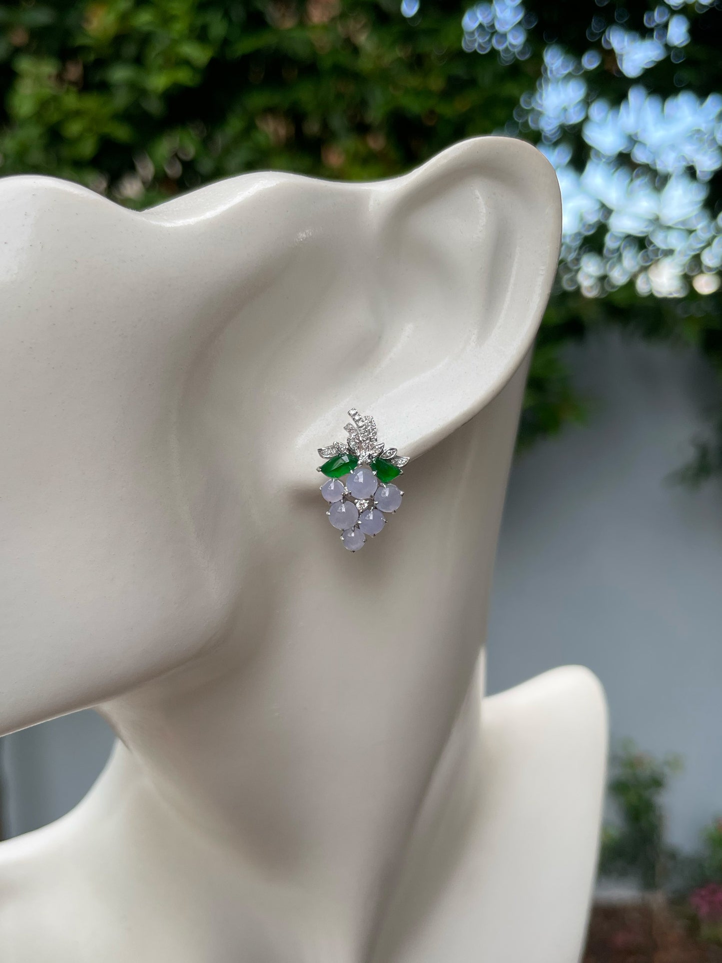 Lavender Jadeite Earrings - Grapes (NJE191)