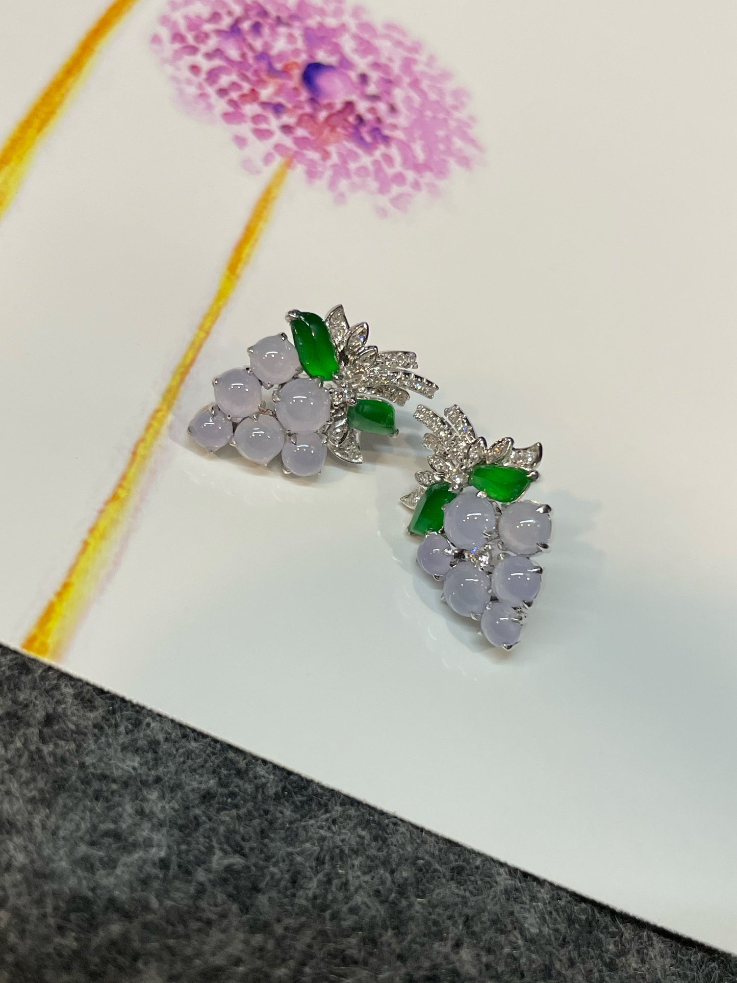 Lavender Jadeite Earrings - Grapes (NJE191)
