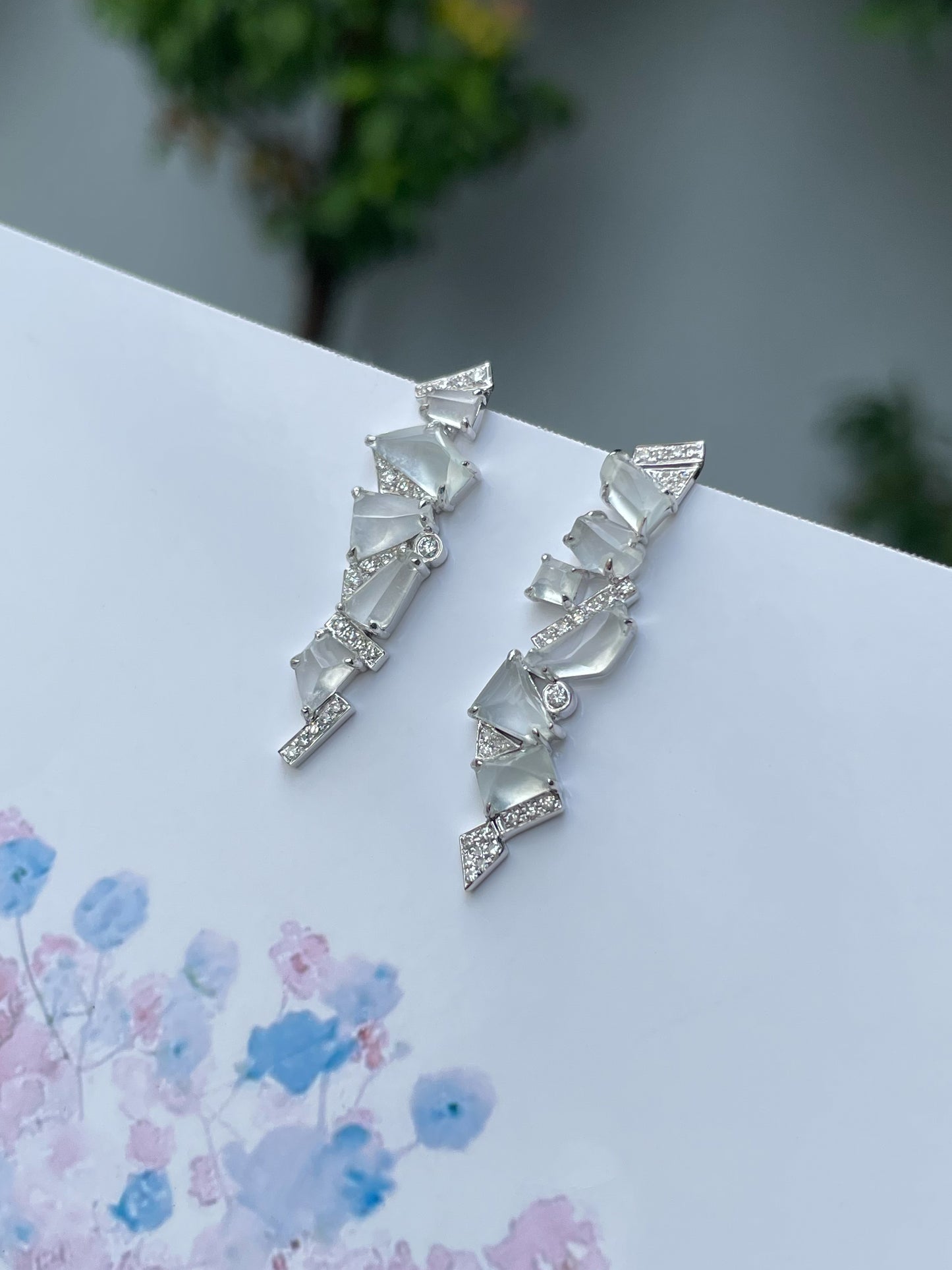Glassy Jadeite Earrings - Fancy Shapes (NJE192)