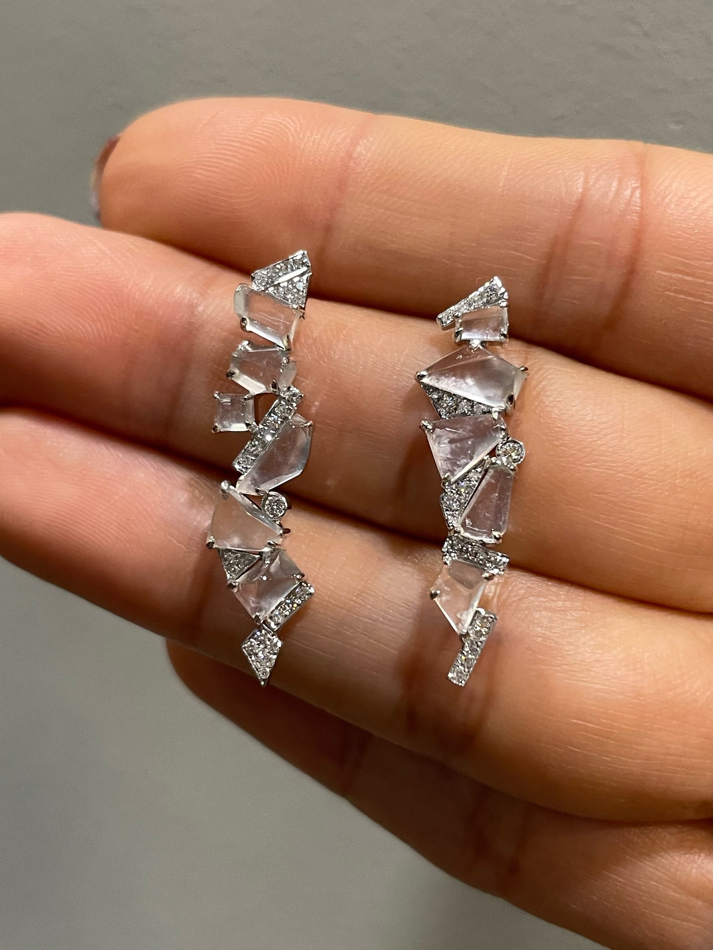 Glassy Jadeite Earrings - Fancy Shapes (NJE192)