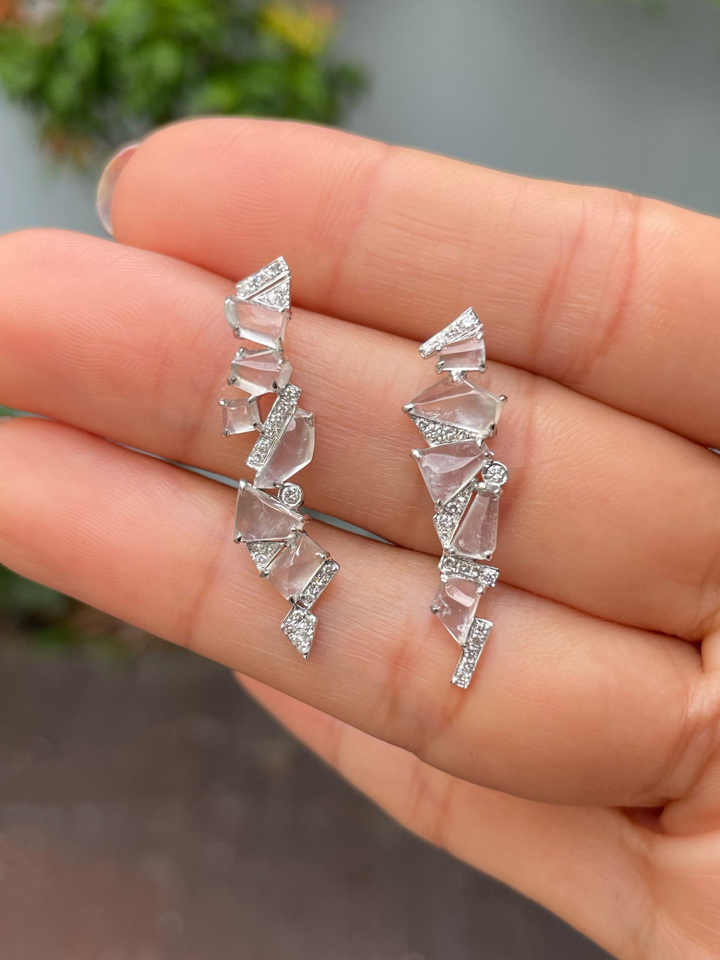 Glassy Jadeite Earrings - Fancy Shapes (NJE192)