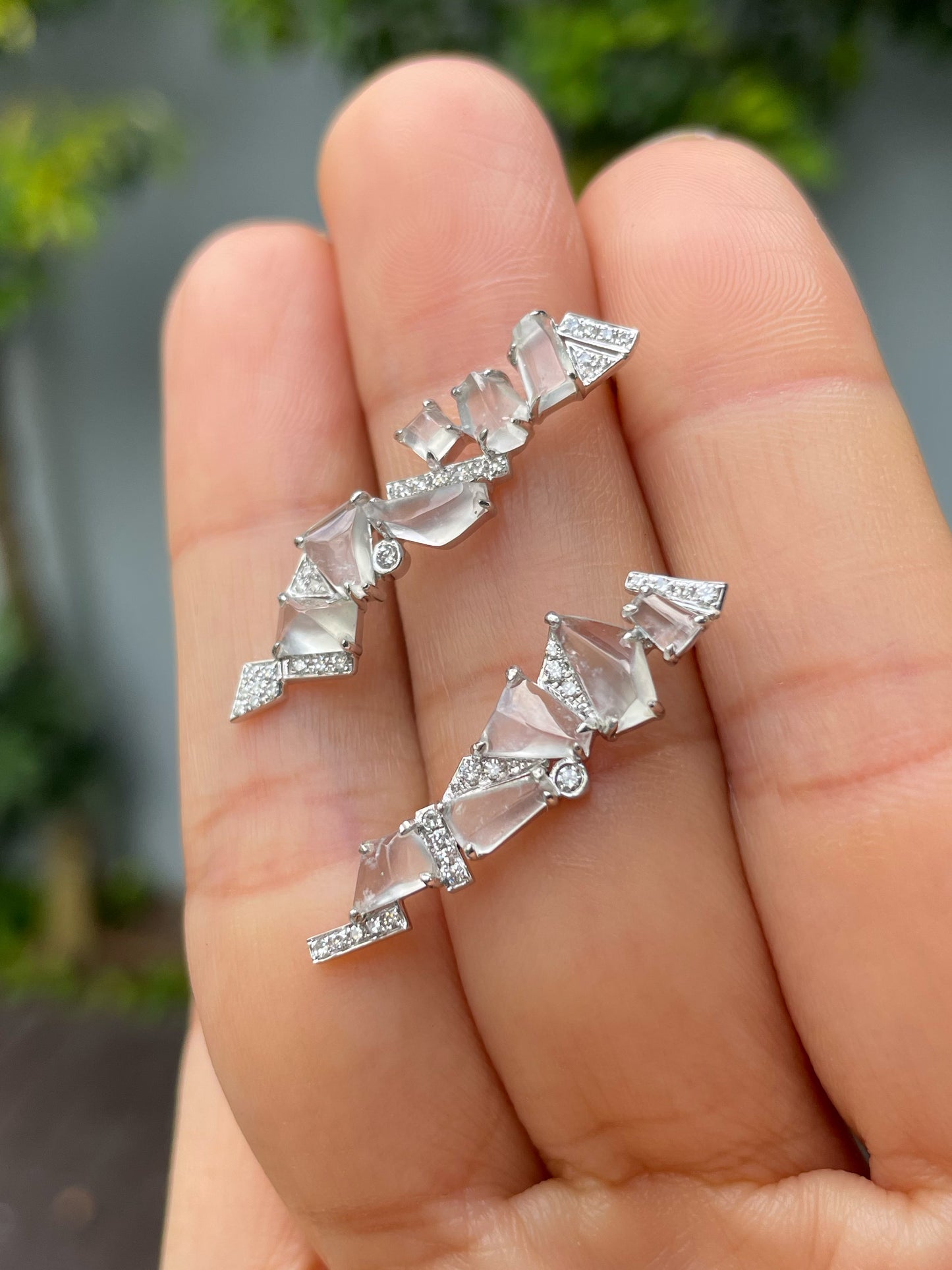 Glassy Jadeite Earrings - Fancy Shapes (NJE192)