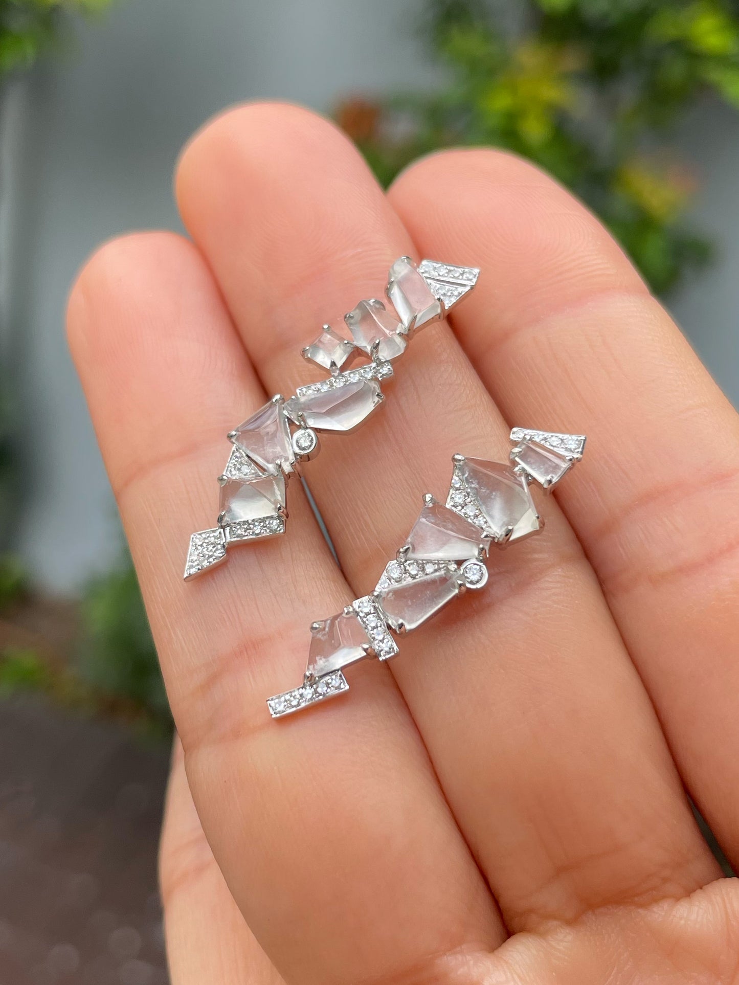 Glassy Jadeite Earrings - Fancy Shapes (NJE192)
