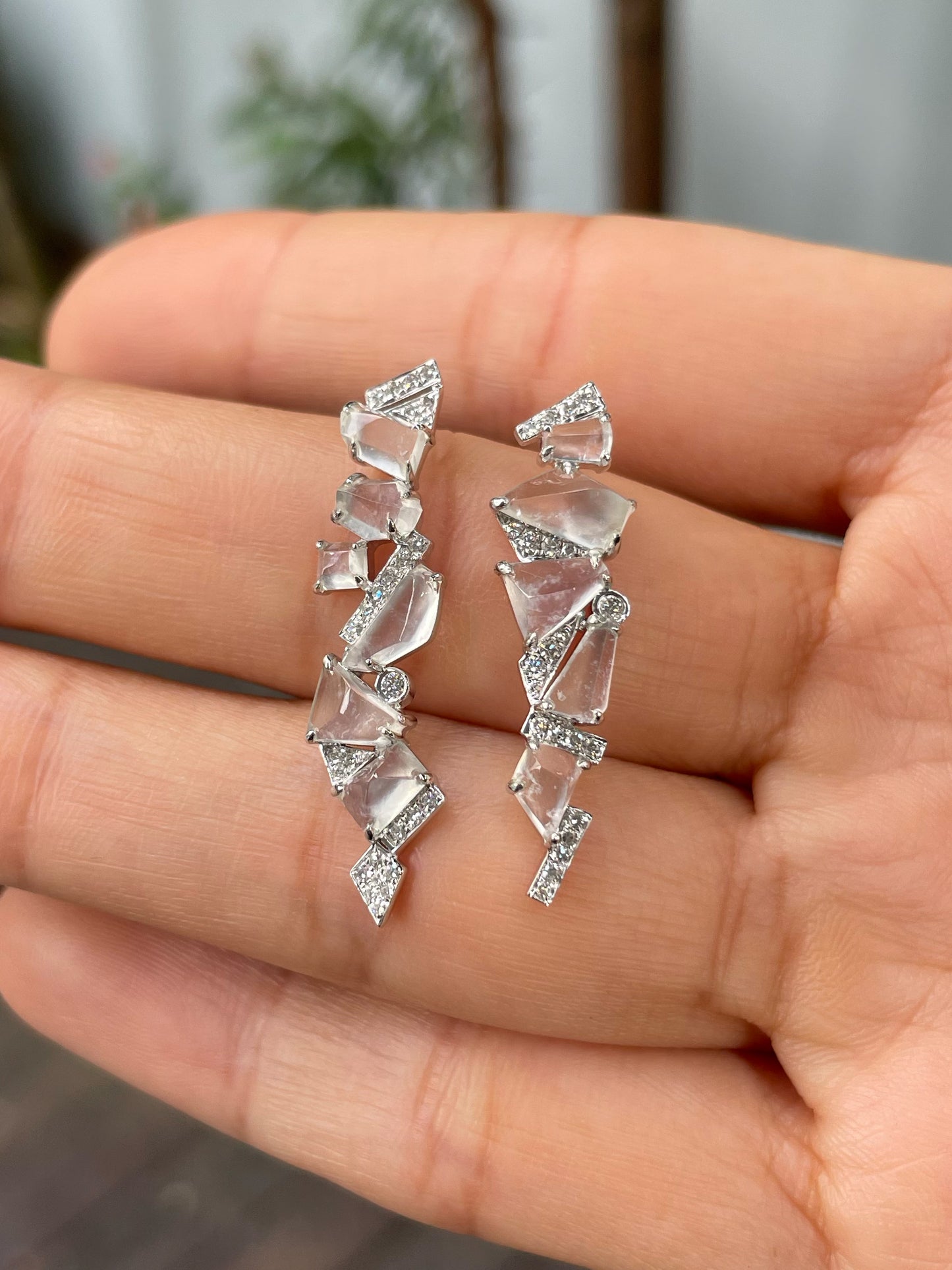 Glassy Jadeite Earrings - Fancy Shapes (NJE192)