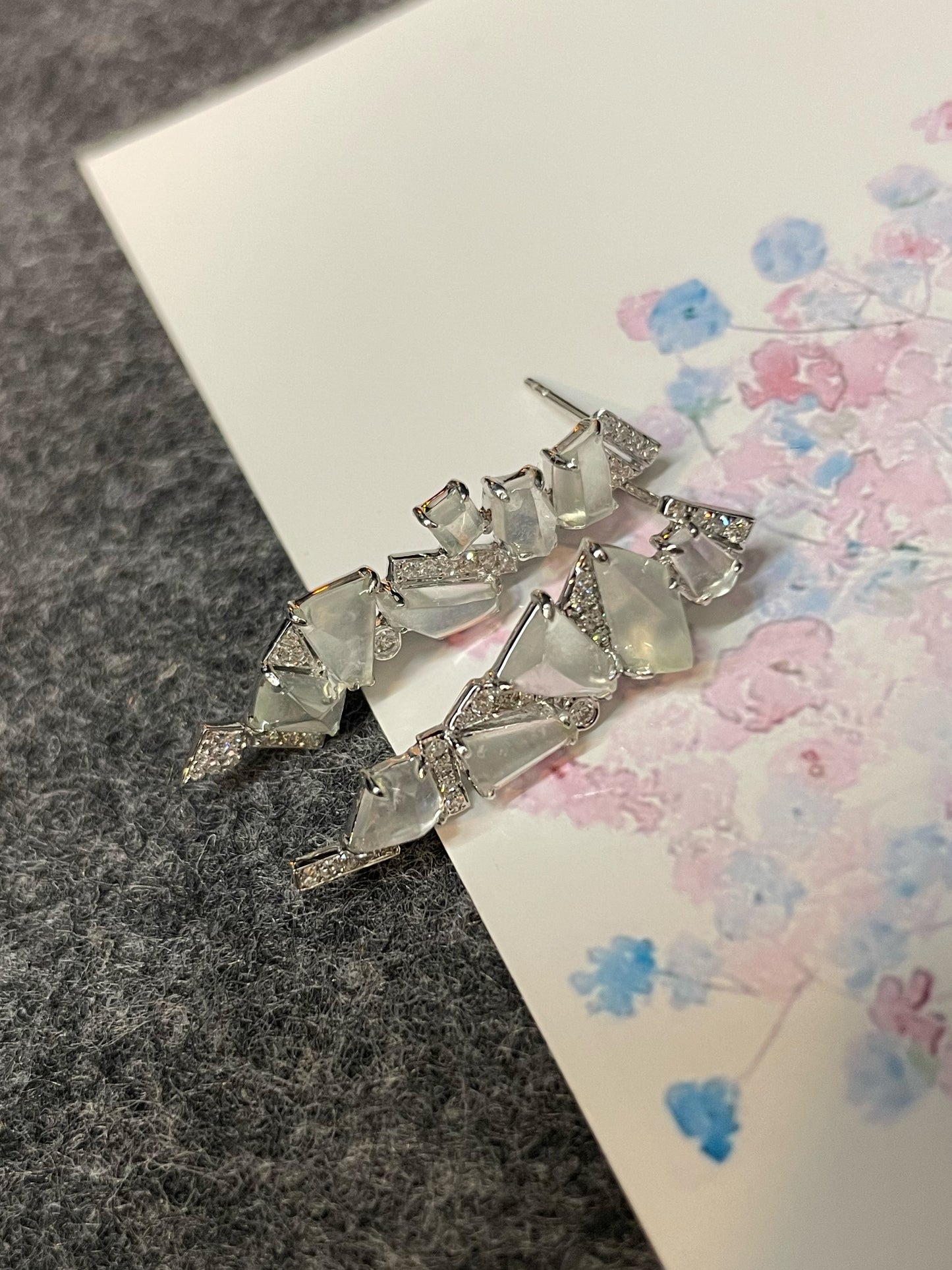 Glassy Jadeite Earrings - Fancy Shapes (NJE192)