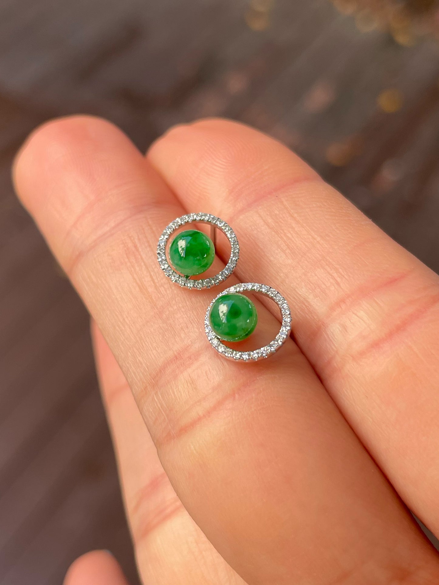 Green Jade Ball Earrings (NJE202)