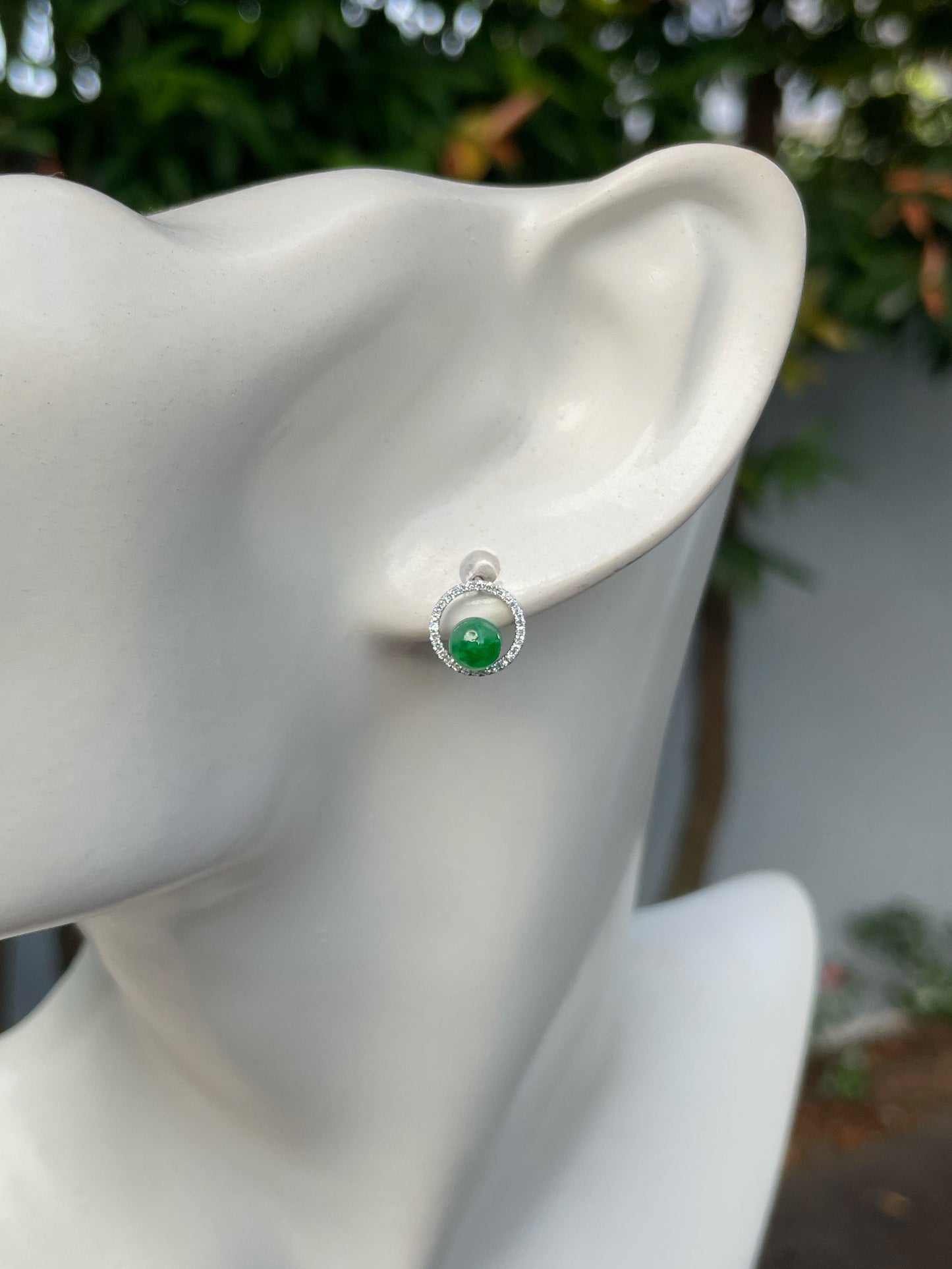 Green Jade Ball Earrings (NJE202)