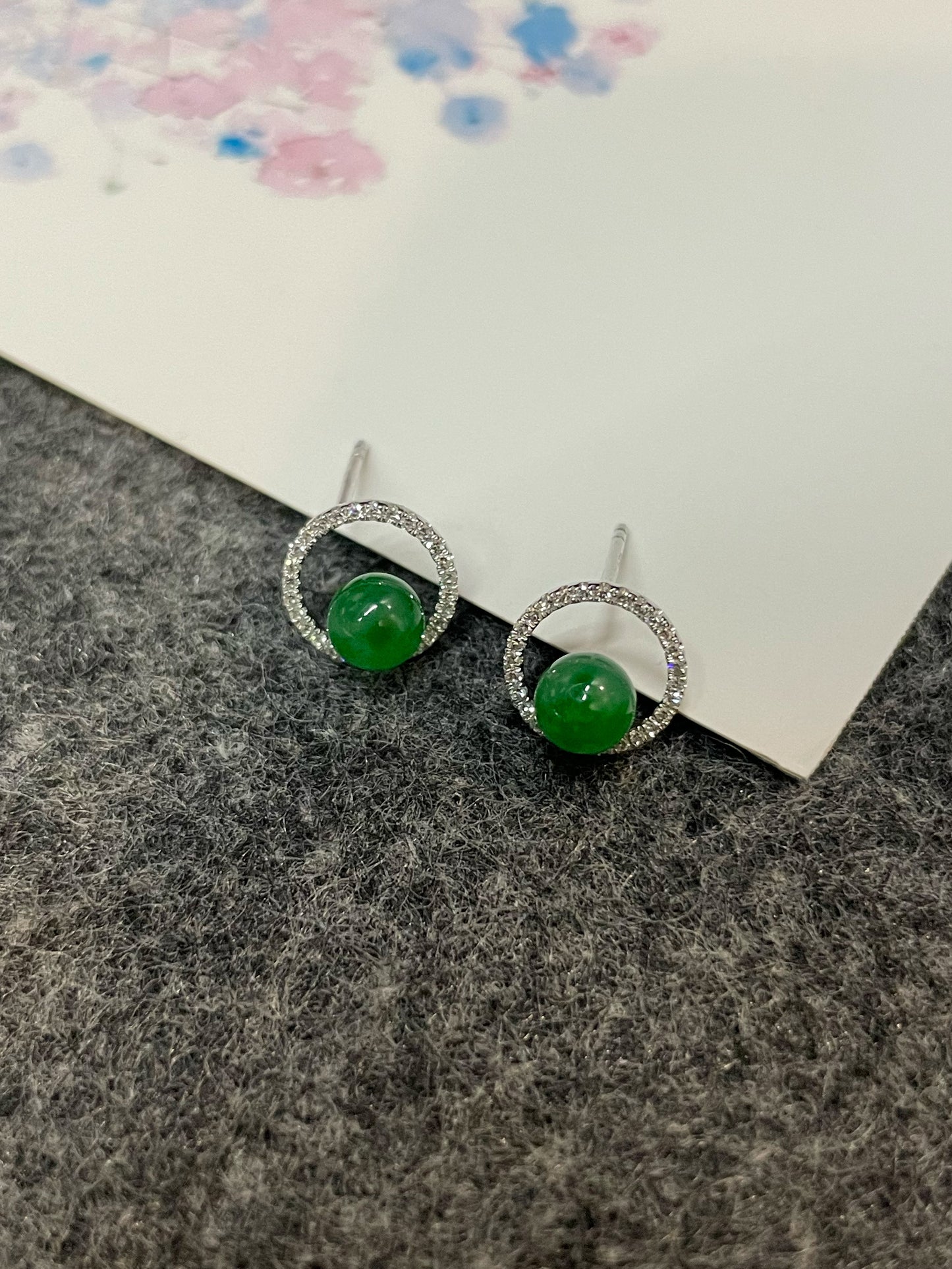 Green Jade Ball Earrings (NJE202)