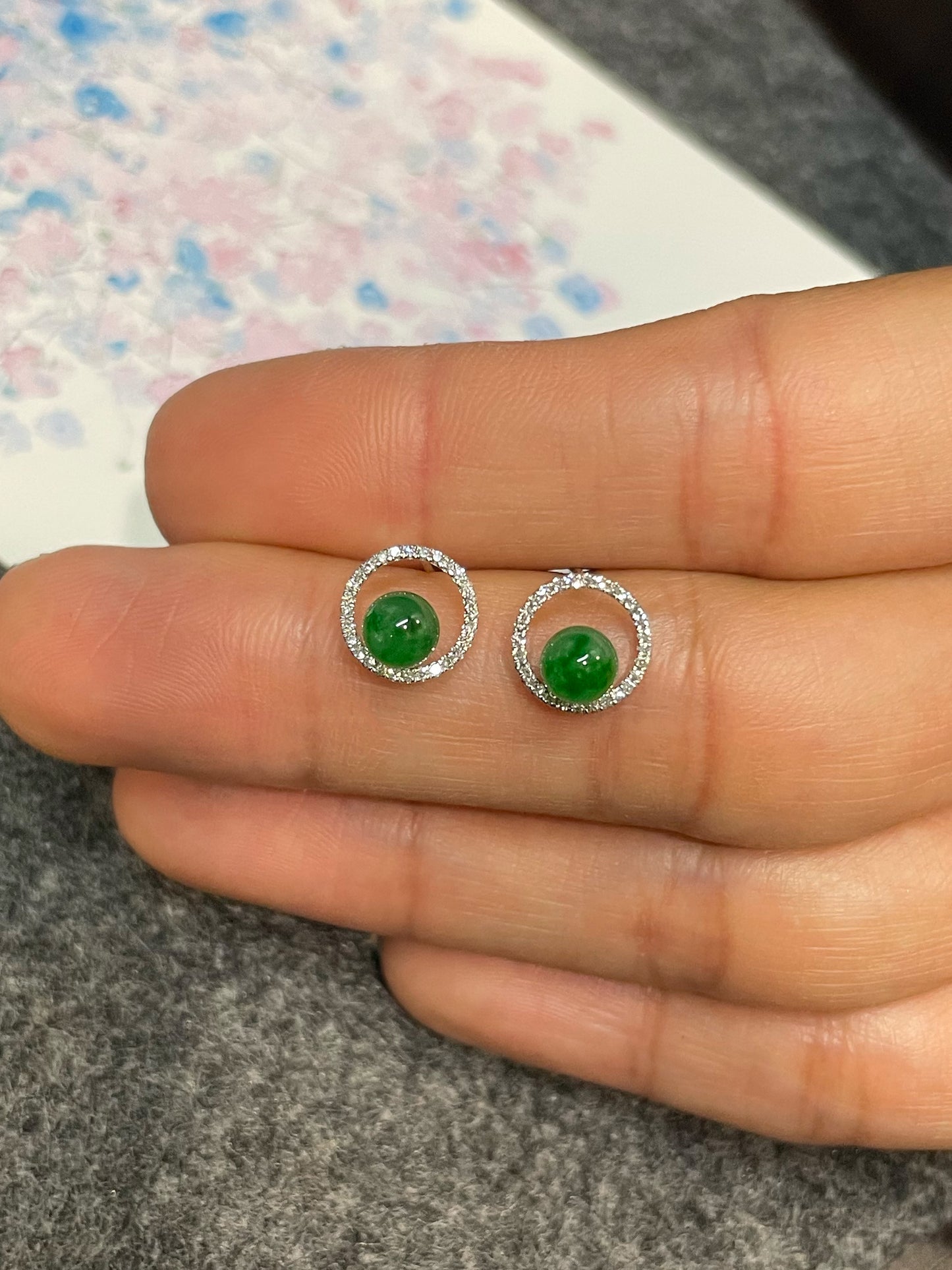 Green Jade Ball Earrings (NJE202)