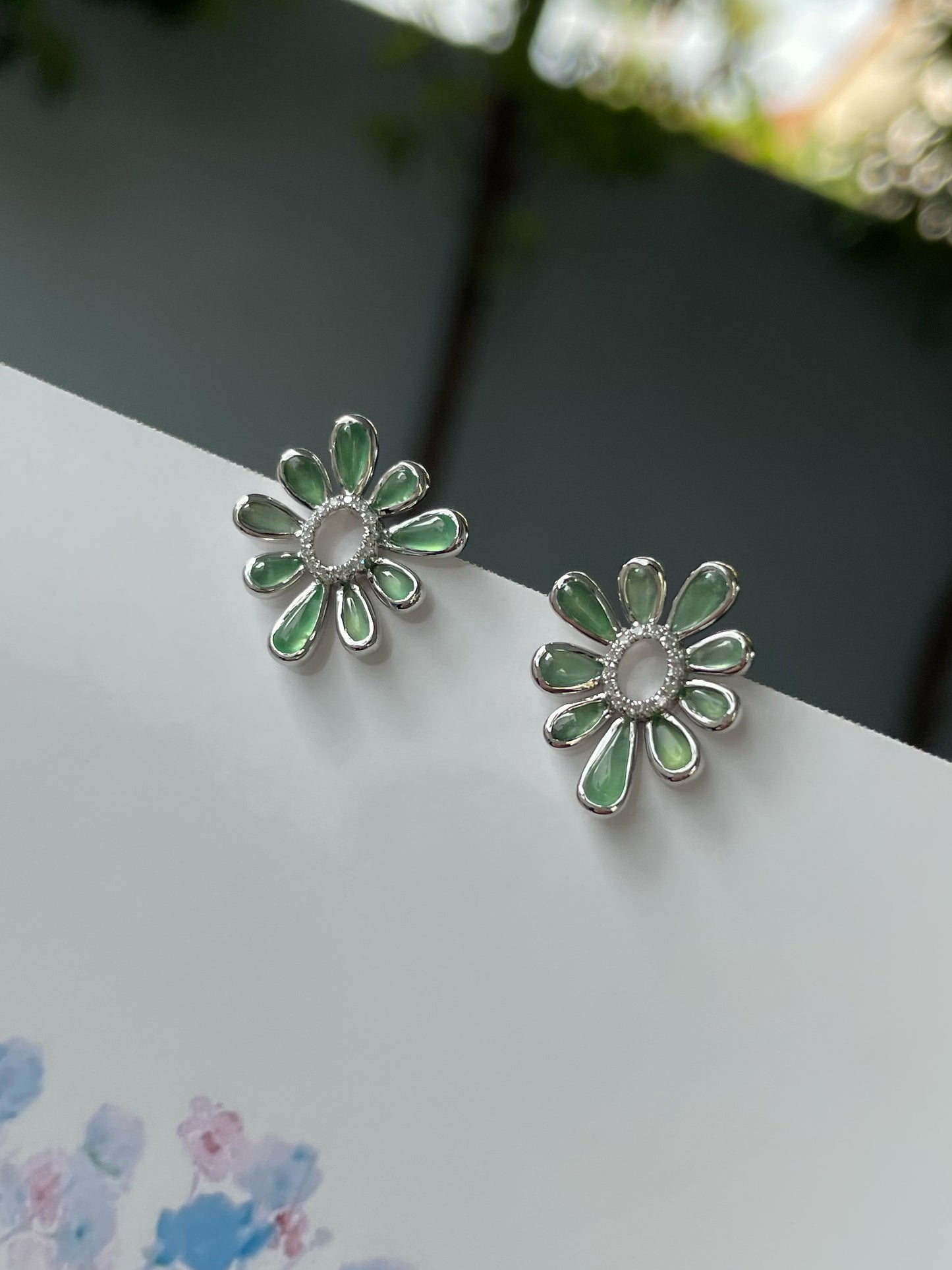 Icy Green Jade Earrings (NJE203)