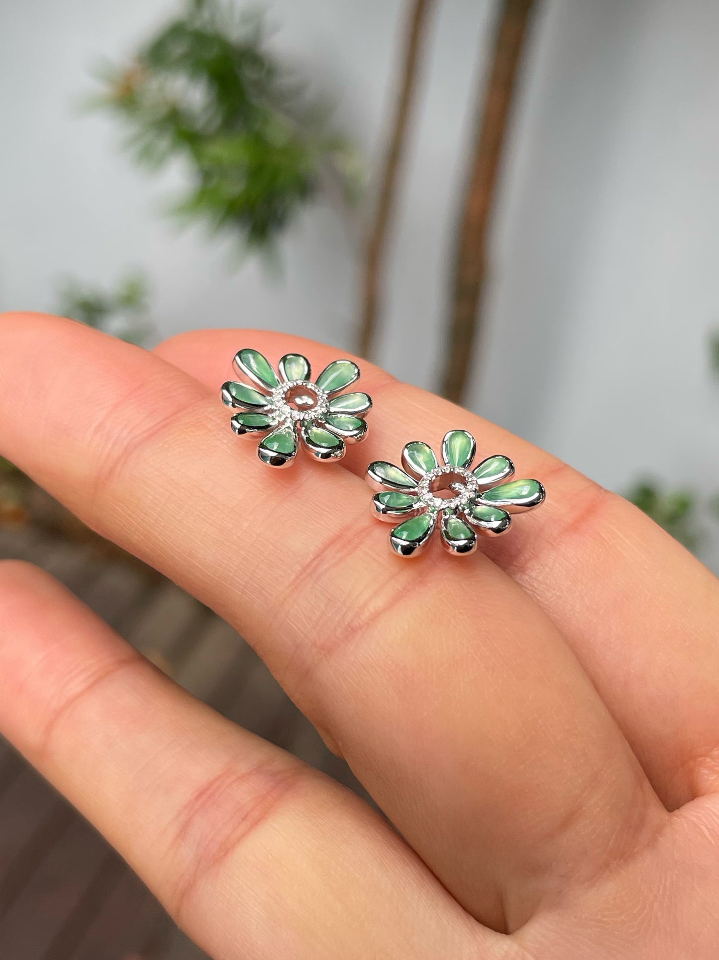 Icy Green Jade Earrings (NJE203)