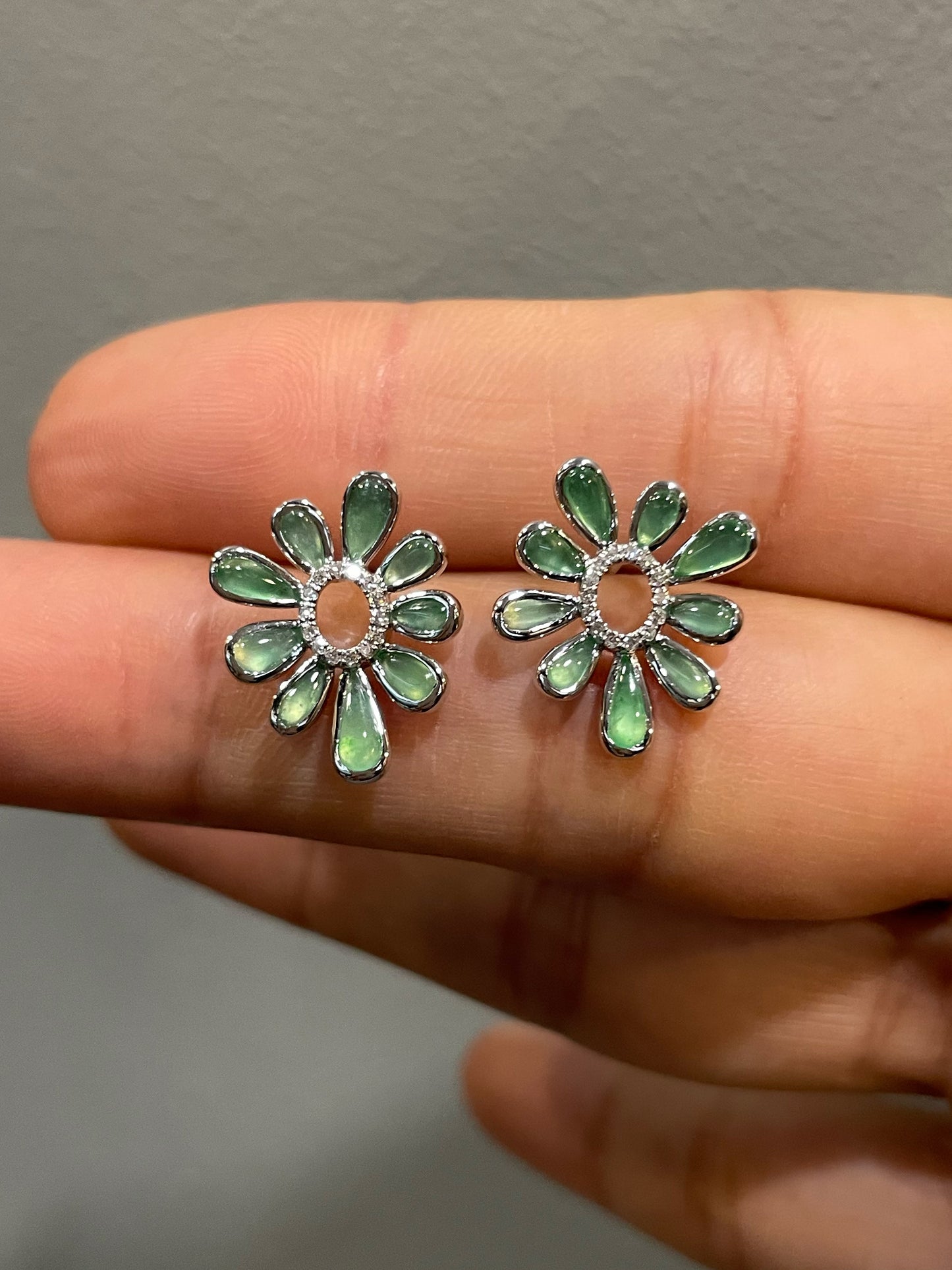 Icy Green Jade Earrings (NJE203)