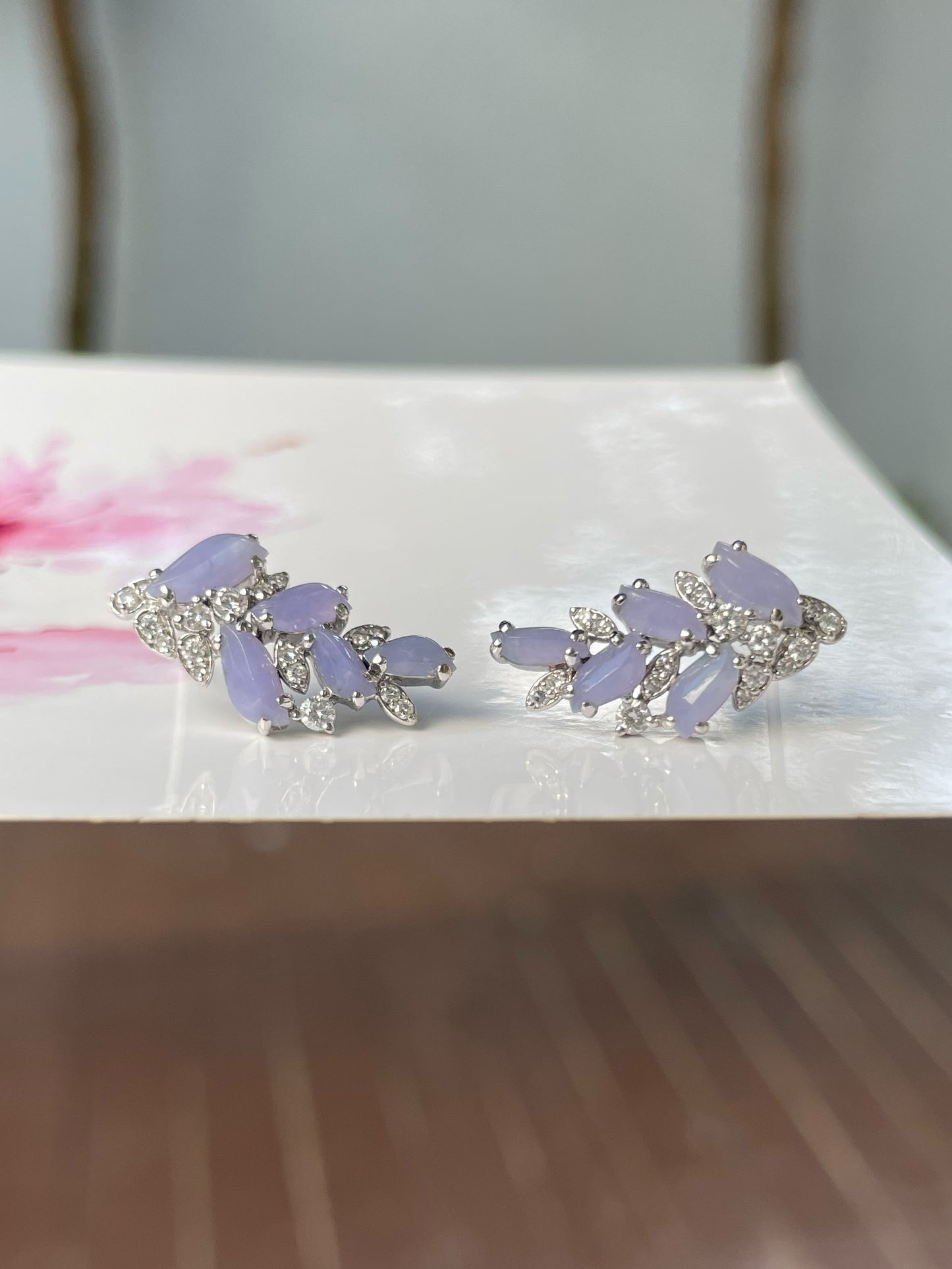 Lavender Jadeite Earrings (NJE204)