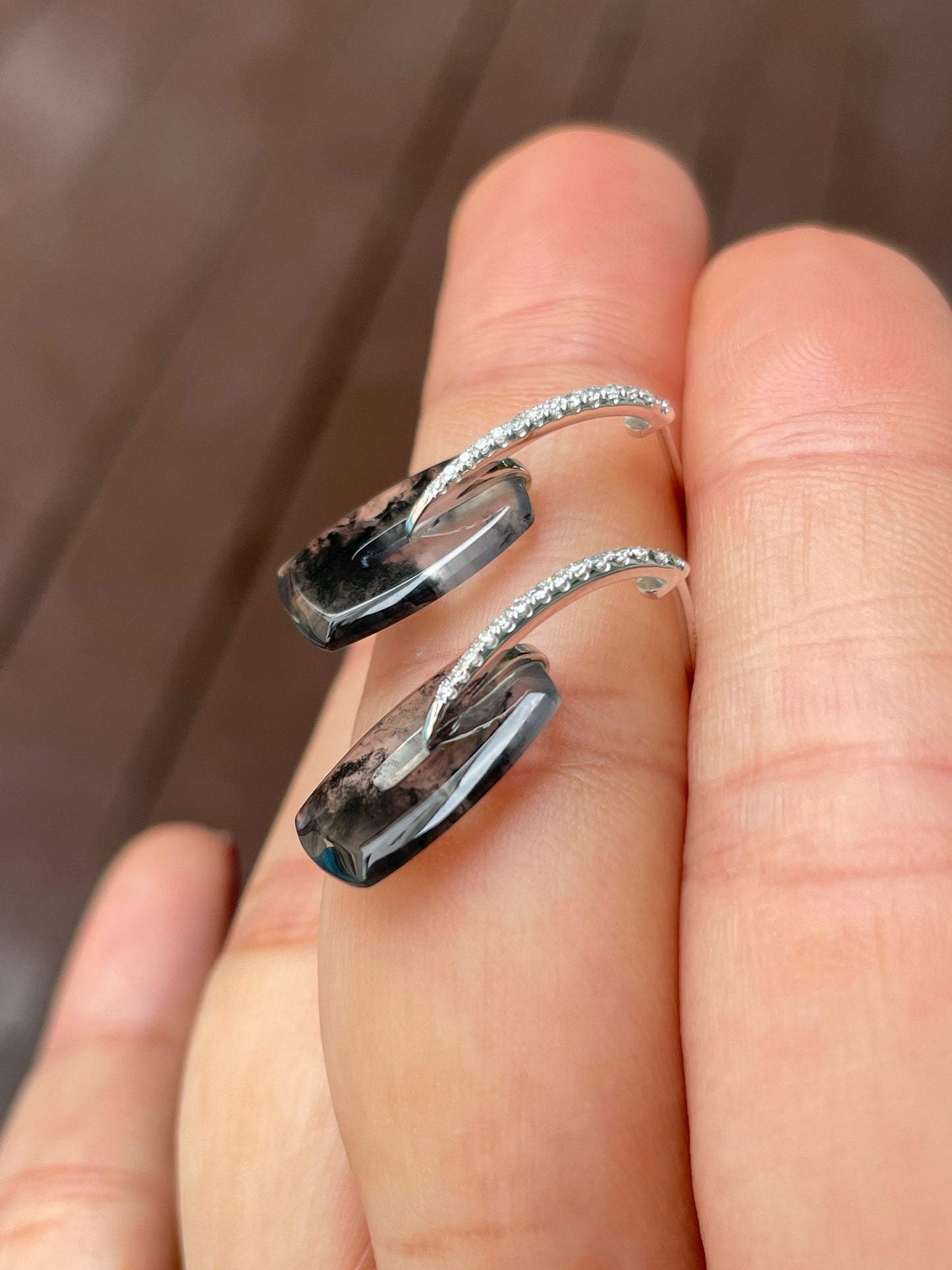 Icy Black Jade Earrings (NJE206)