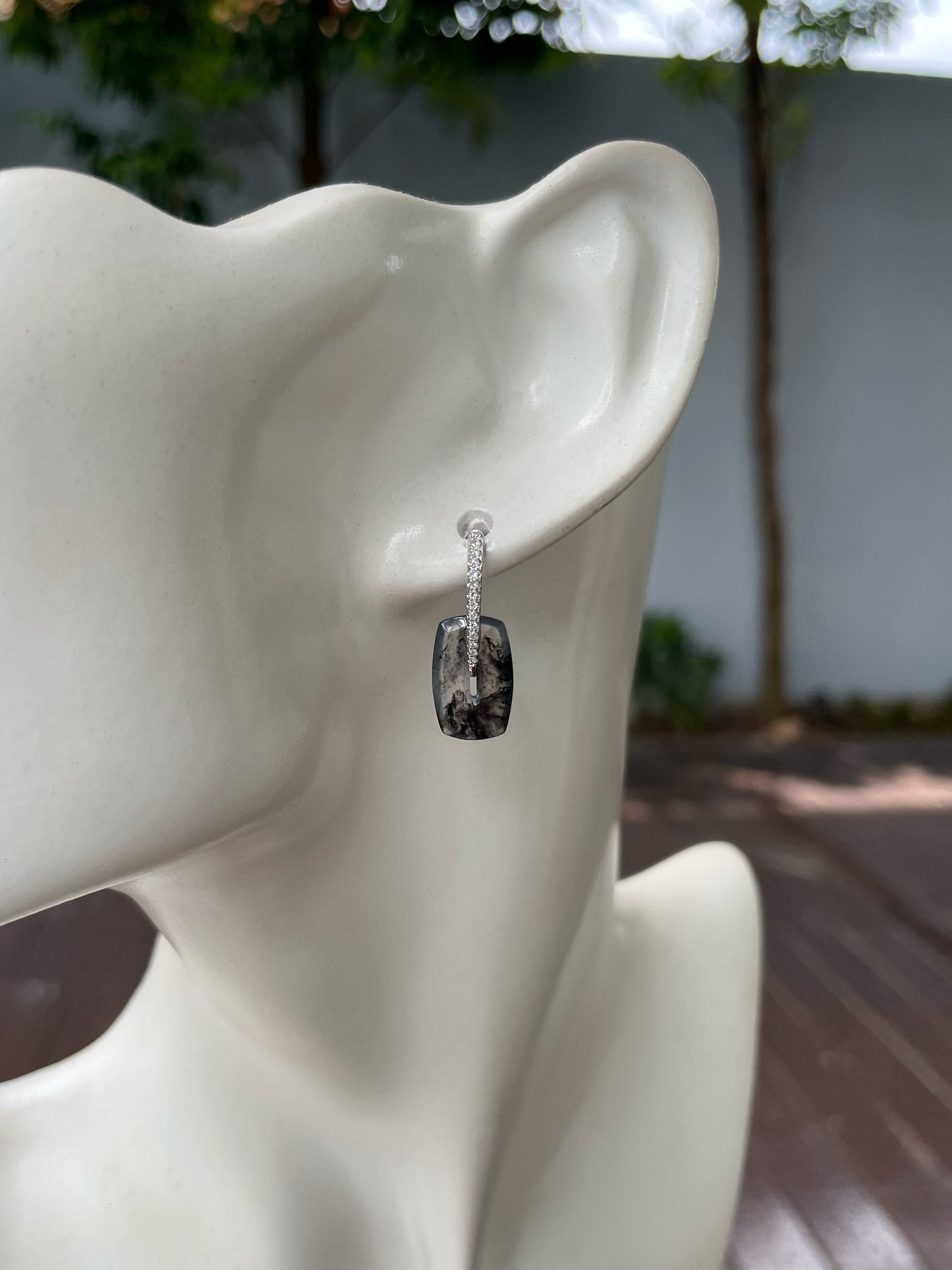 Icy Black Jade Earrings (NJE206)