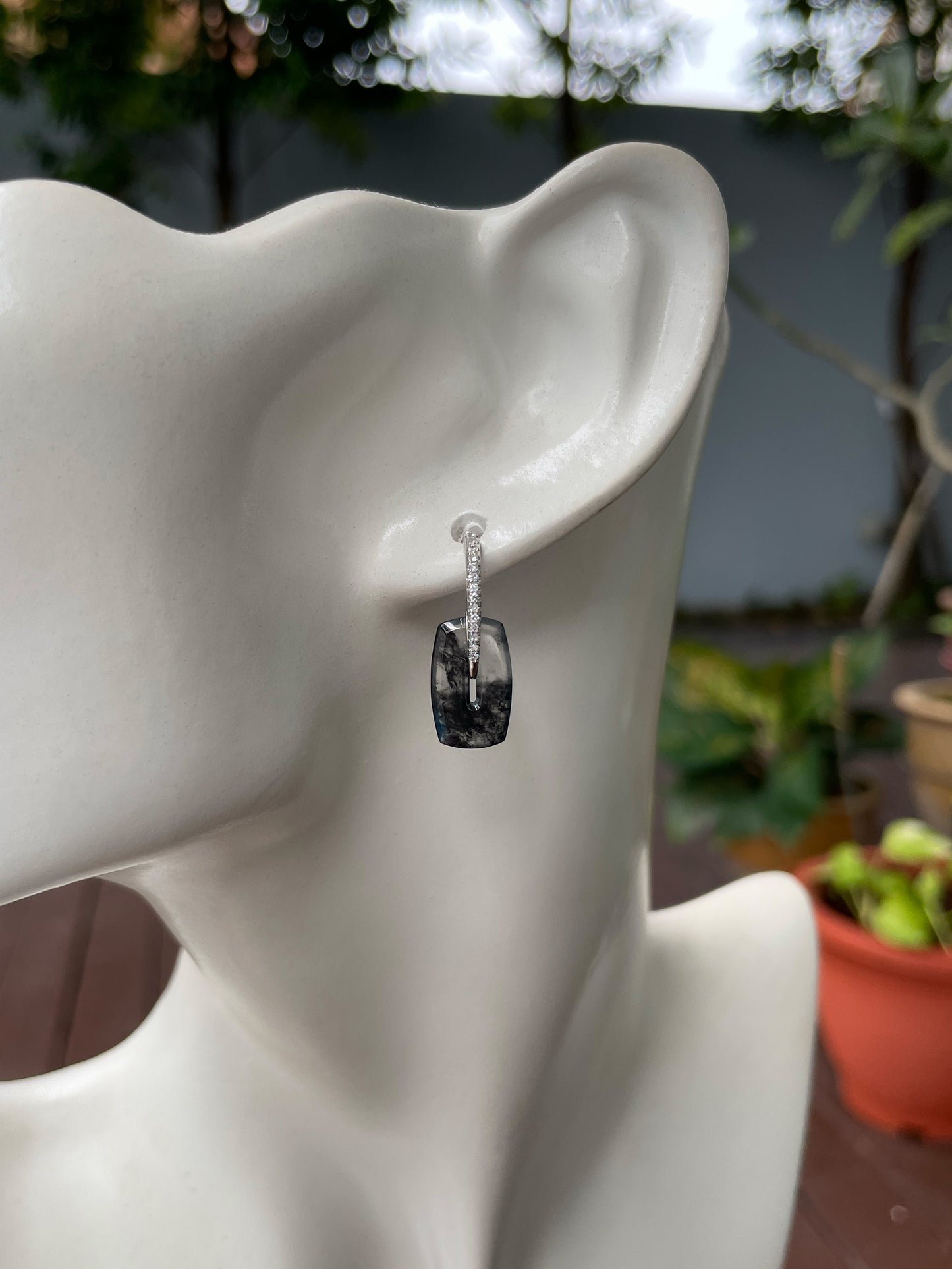 Icy Black Jade Earrings (NJE206)