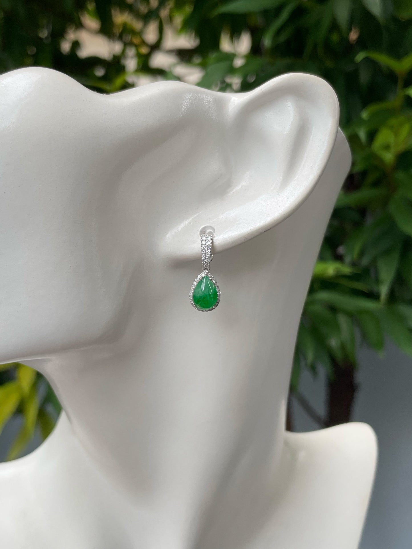 Green Jade Teardrop Earrings (NJE207)