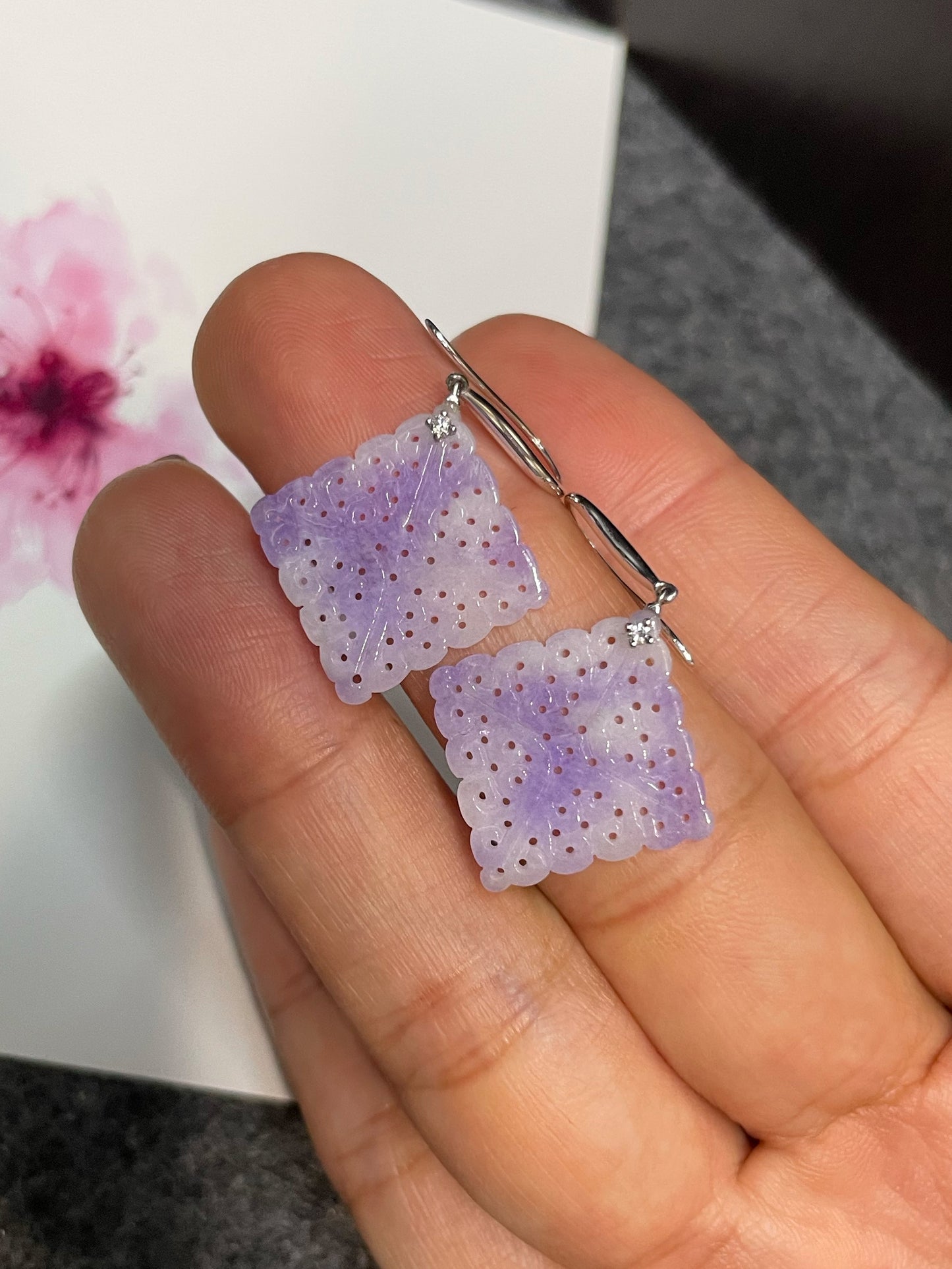 Lavender Jadeite Earrings (NJE209)