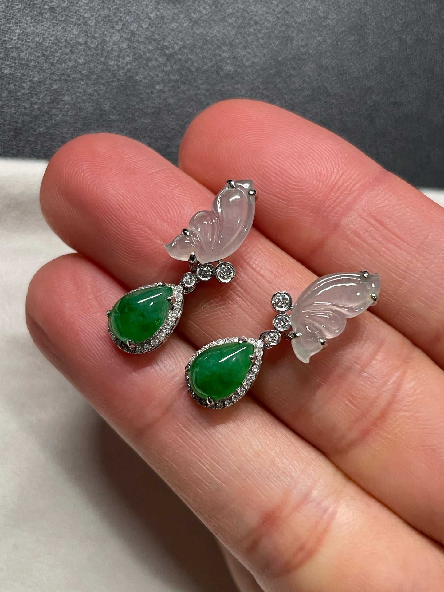 Green Jade Teardrop Earrings (NJE207)