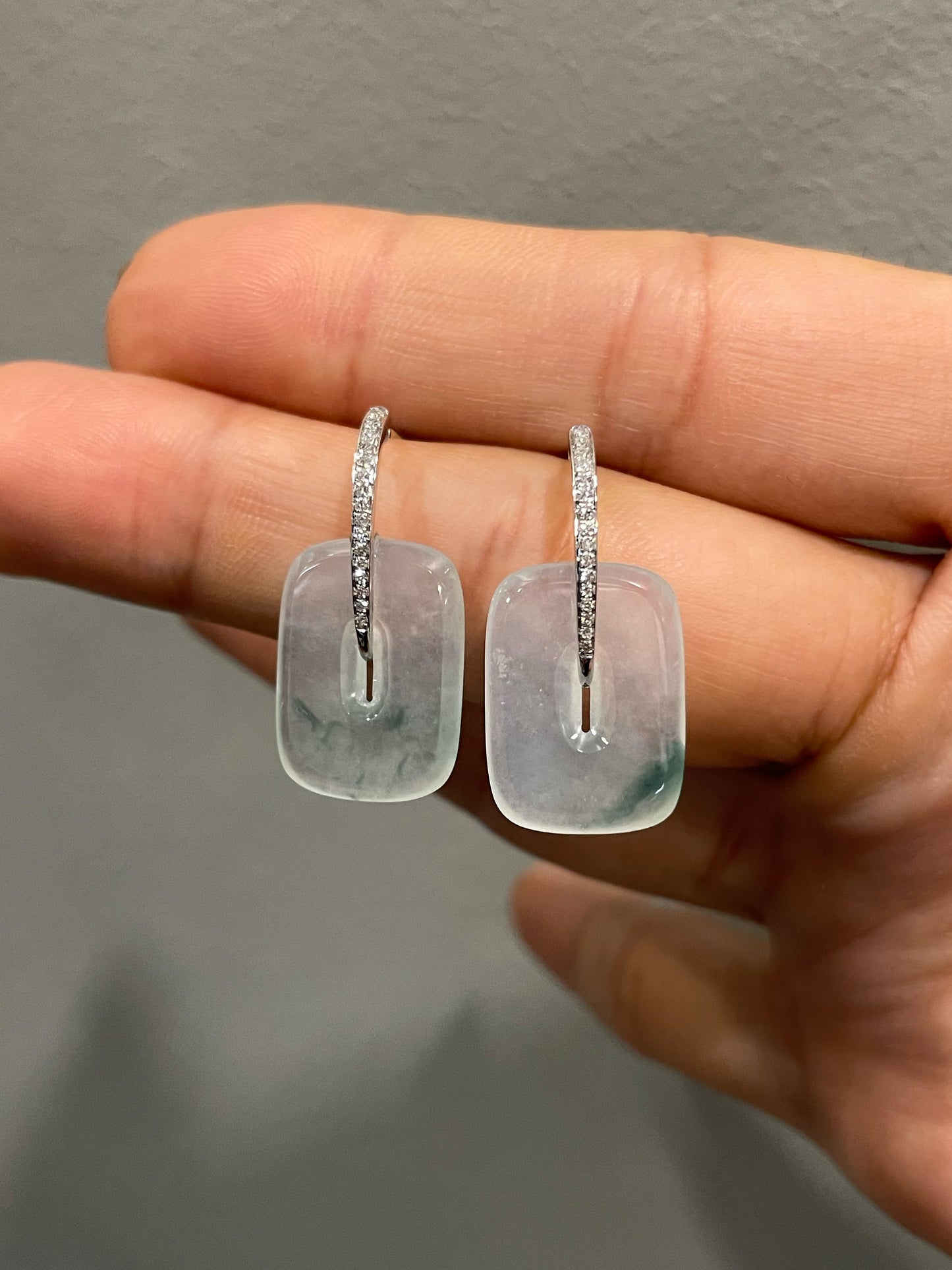 Icy White Jade Earrings (NJE217)