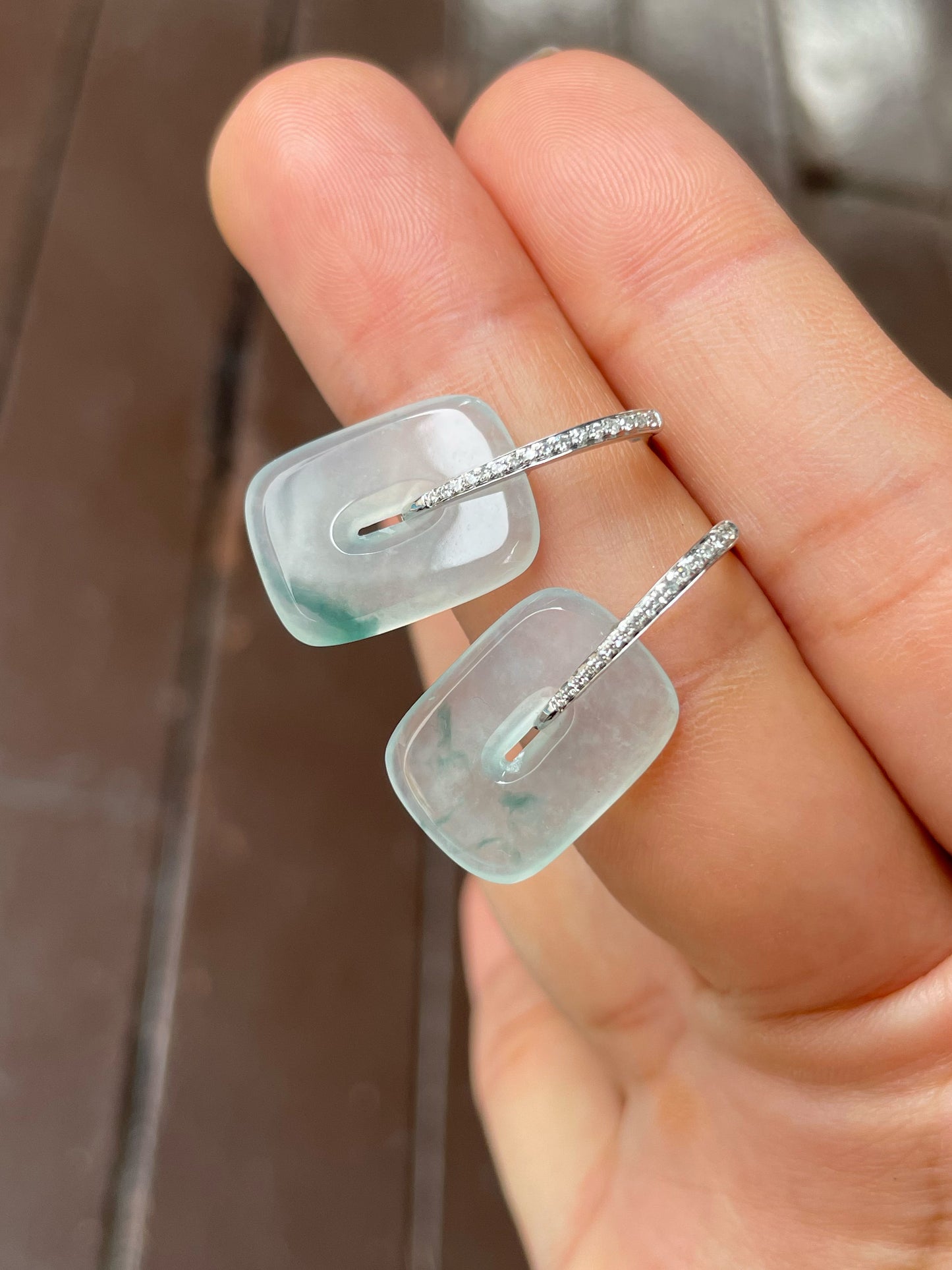 Icy White Jade Earrings (NJE217)