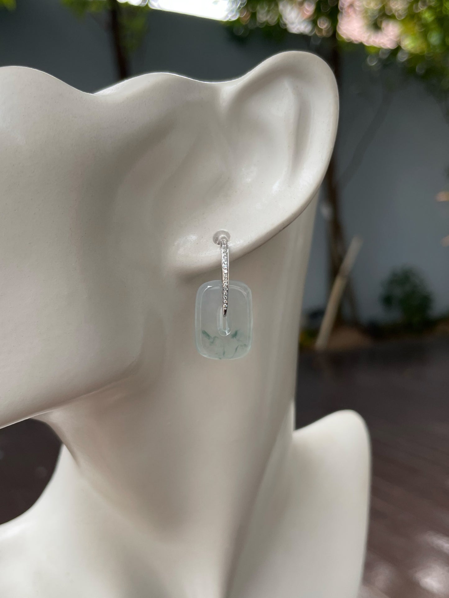 Icy White Jade Earrings (NJE217)