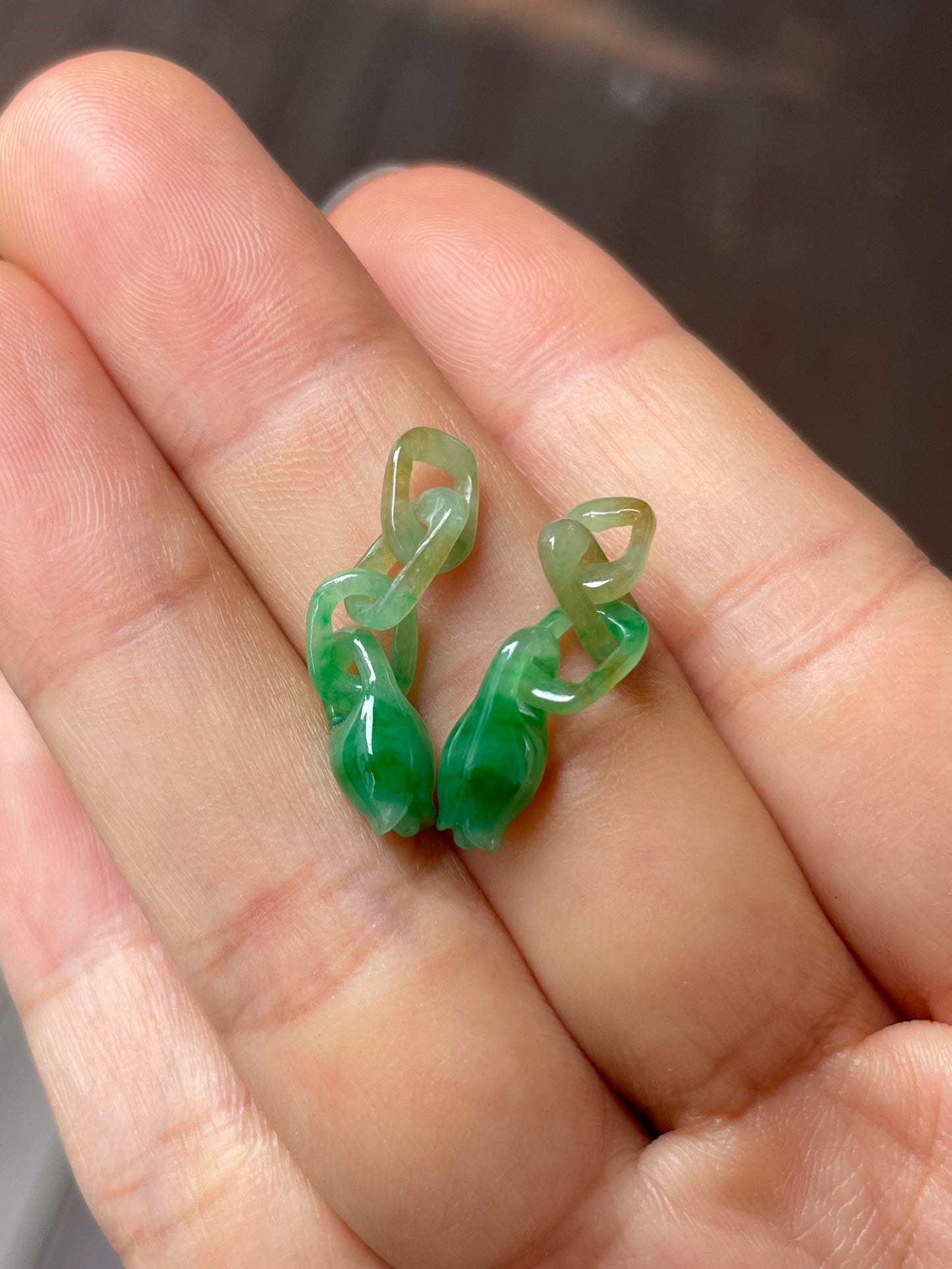 Green Jadeite Earrings - Flower Buds (NJE219)