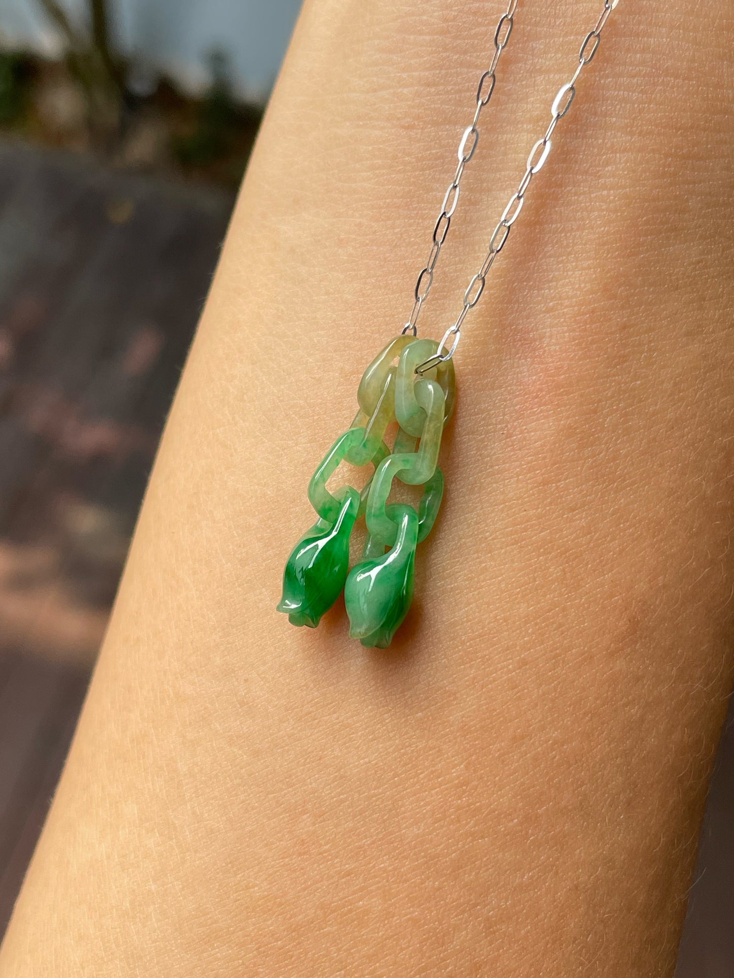 Green Jadeite Earrings - Flower Buds (NJE219)