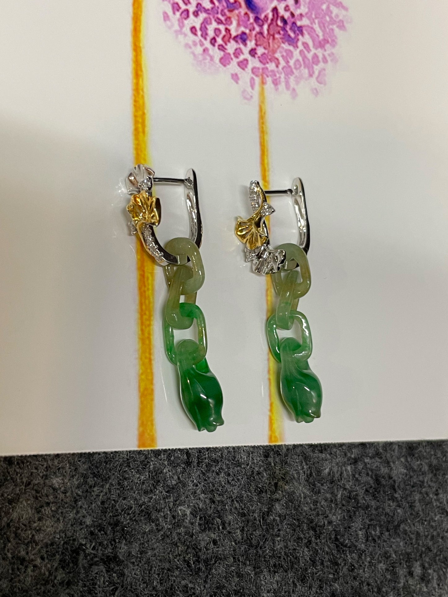 Green Jadeite Earrings - Flower Buds (NJE219)