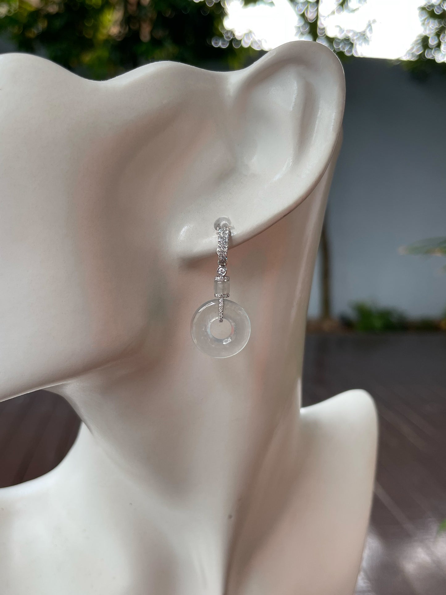 Glassy Jadeite Earrings - Safety Coin (NJE220)