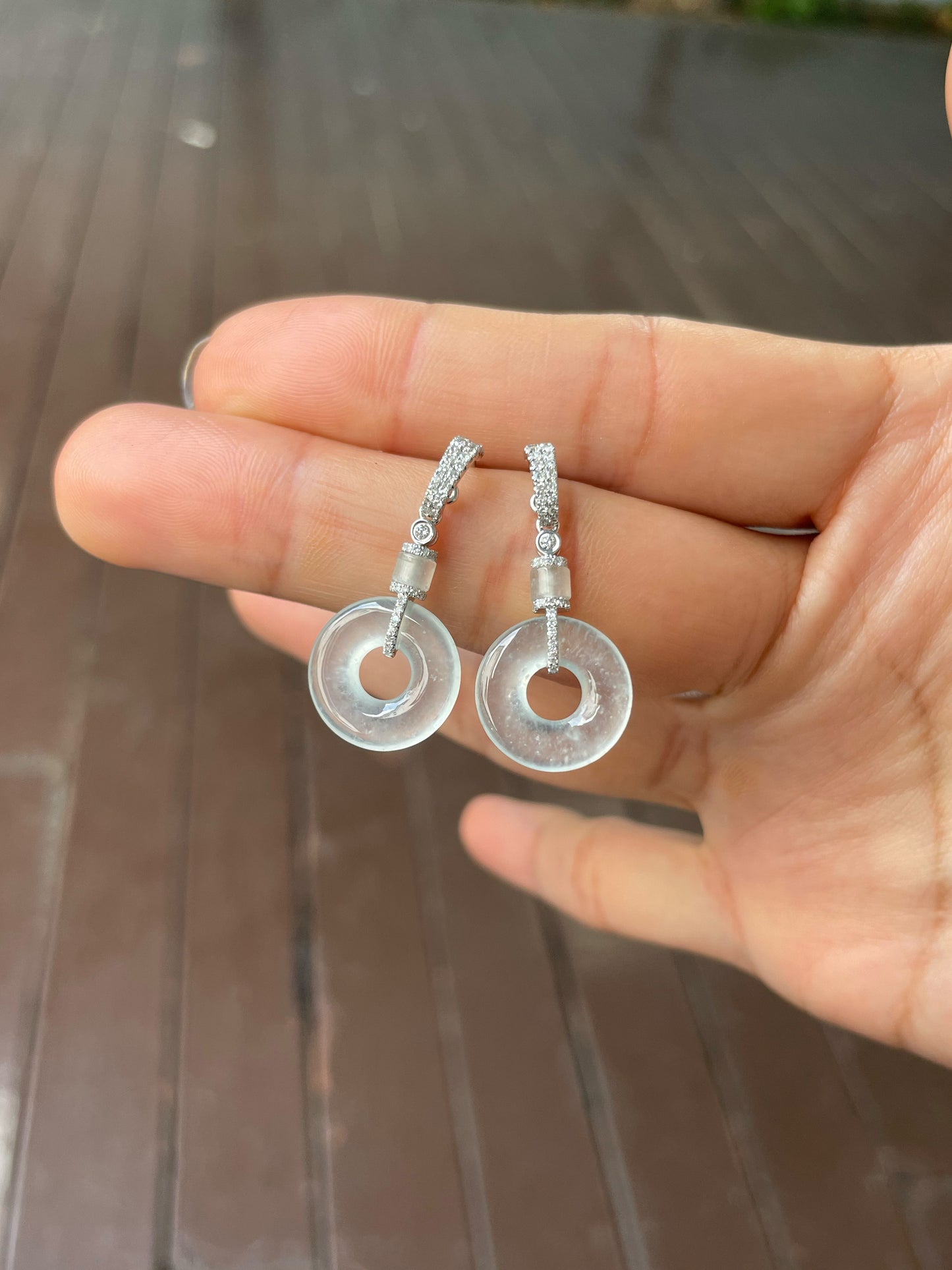 Glassy Jadeite Earrings - Safety Coin (NJE220)